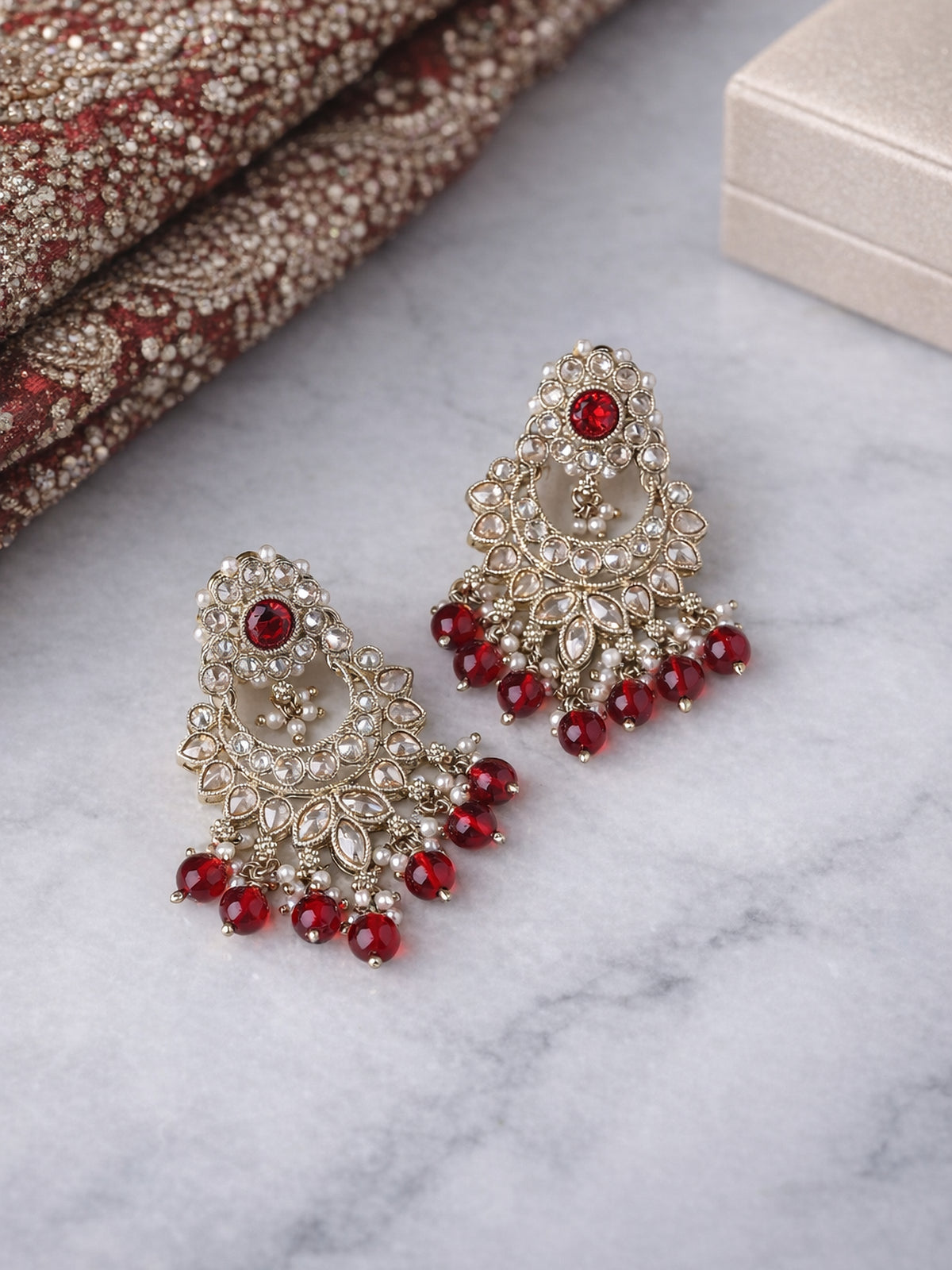 Vaishali Earrings in Maroon