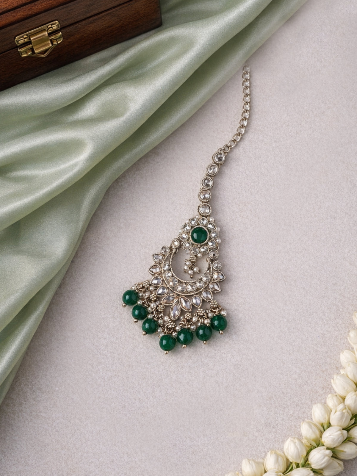 Vaishali Maang Tikka in Green