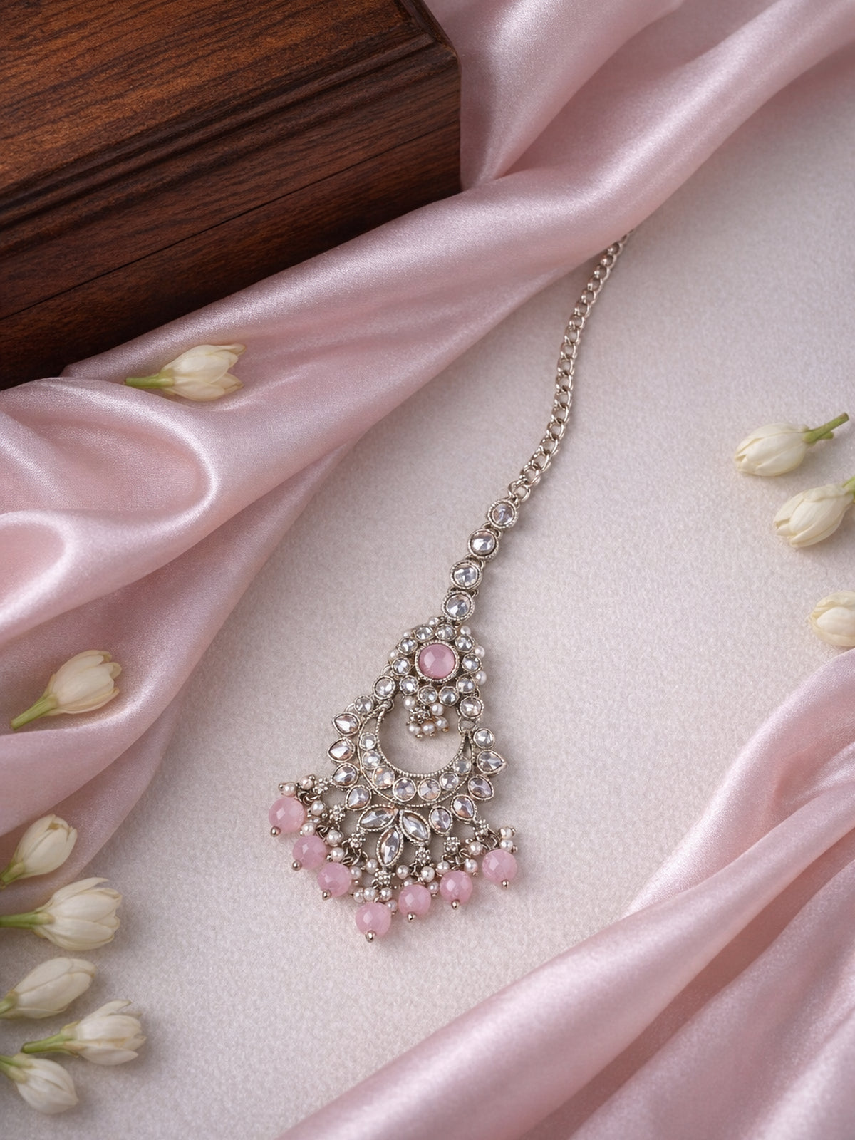 Vaishali Maang Tikka in Light Pink