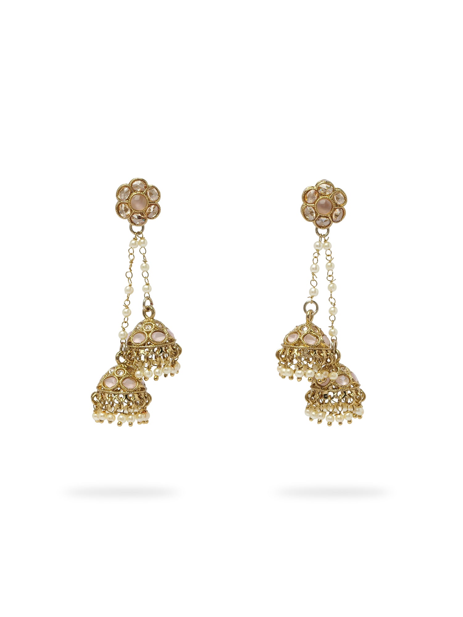 Valli Mini Jhumka Earrings in Light Pink