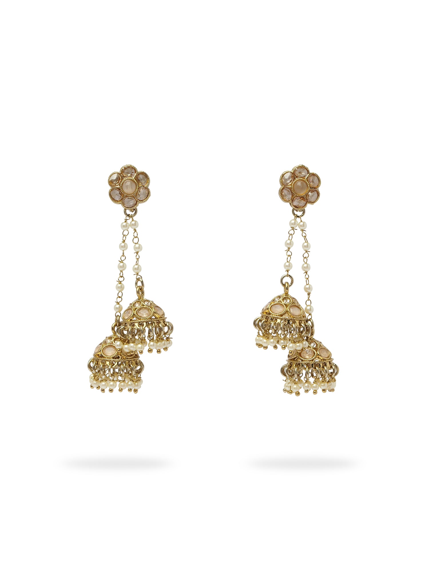 Valli Mini Jhumka Earrings in Peach