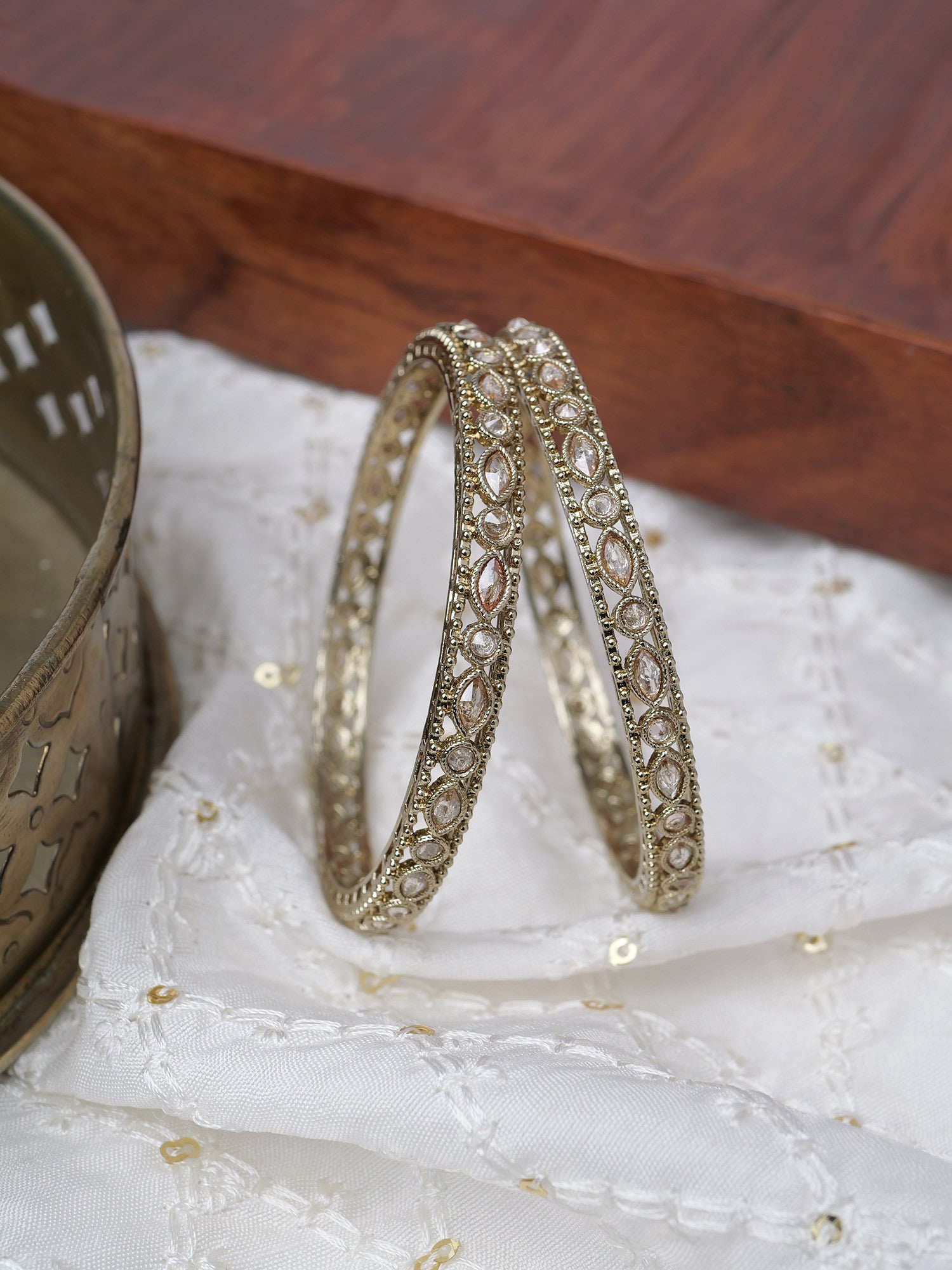 Vamika Kada Bangles in Champagne