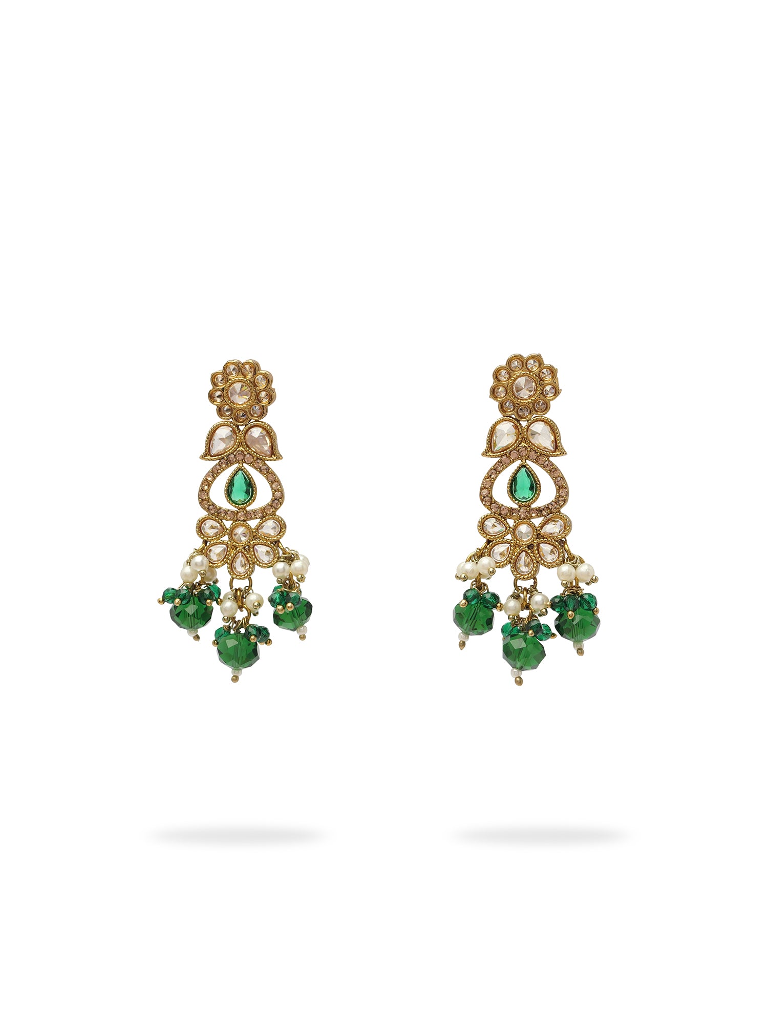 Vandana Necklace Set in Green and Antique Gold