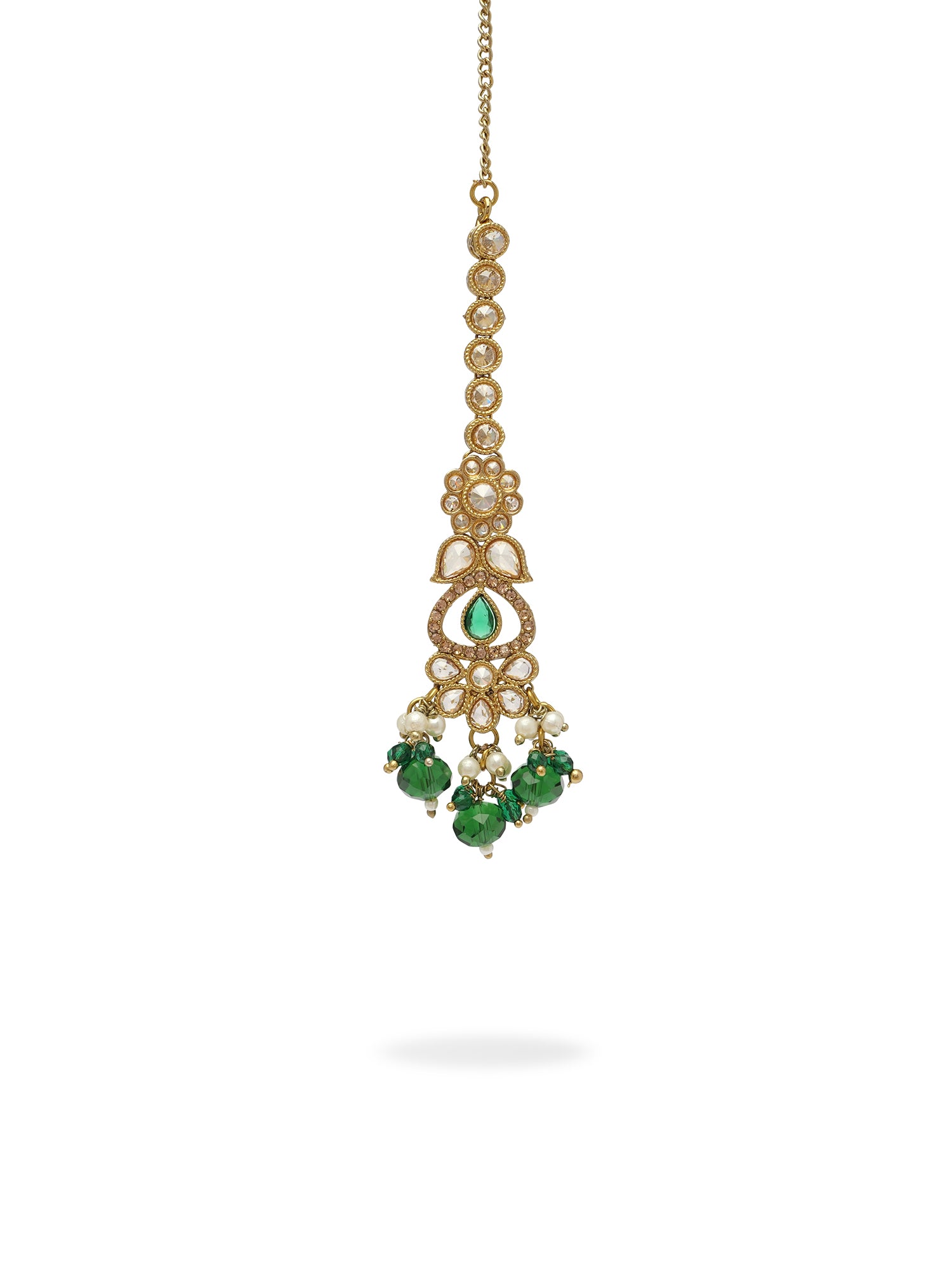 Vandana Necklace Set in Green and Antique Gold