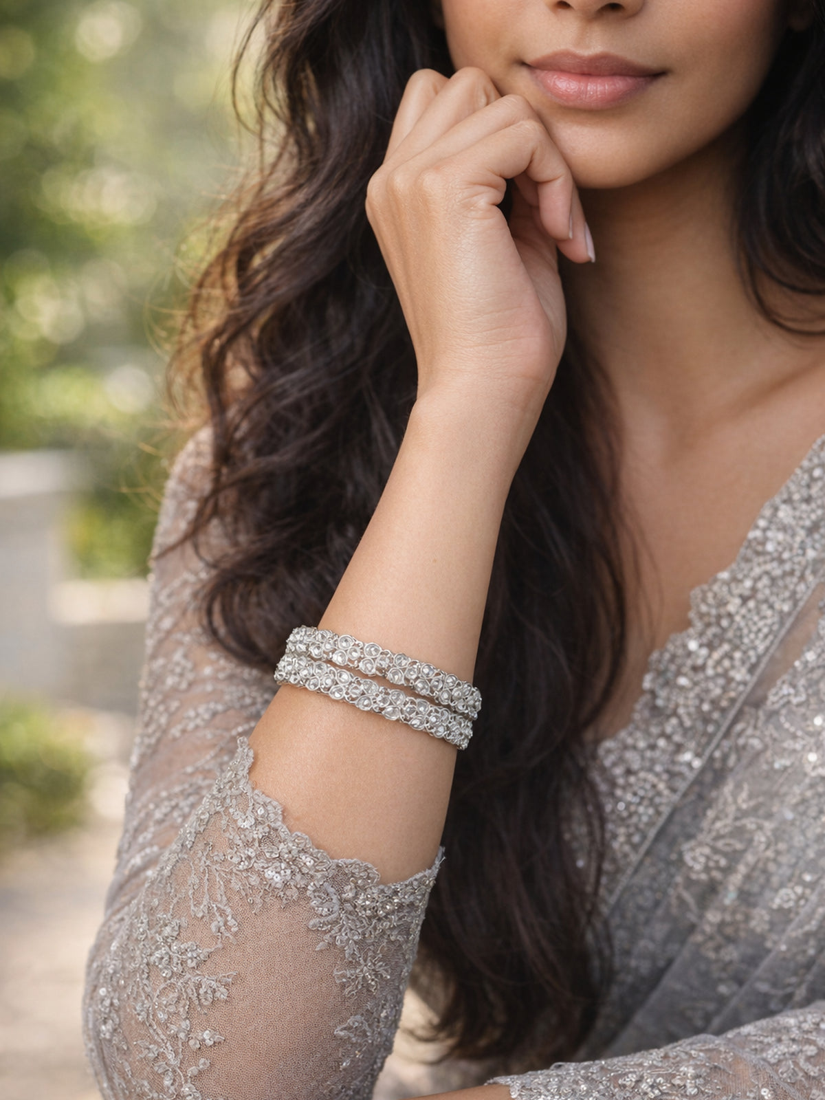 Vanya Kada Bangles in Rhodium