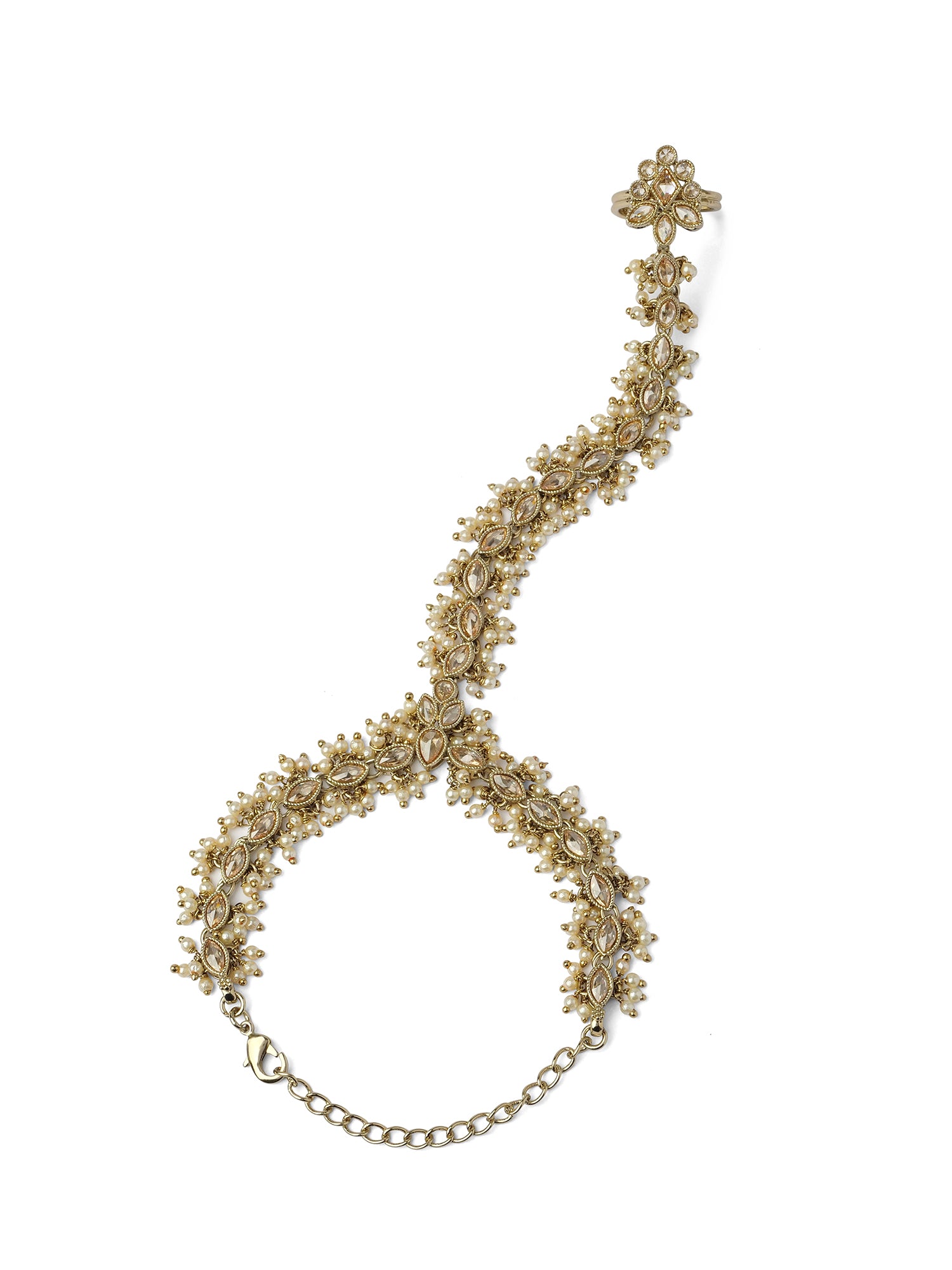 Veda Cluster Pearl Hand Chain in Champagne