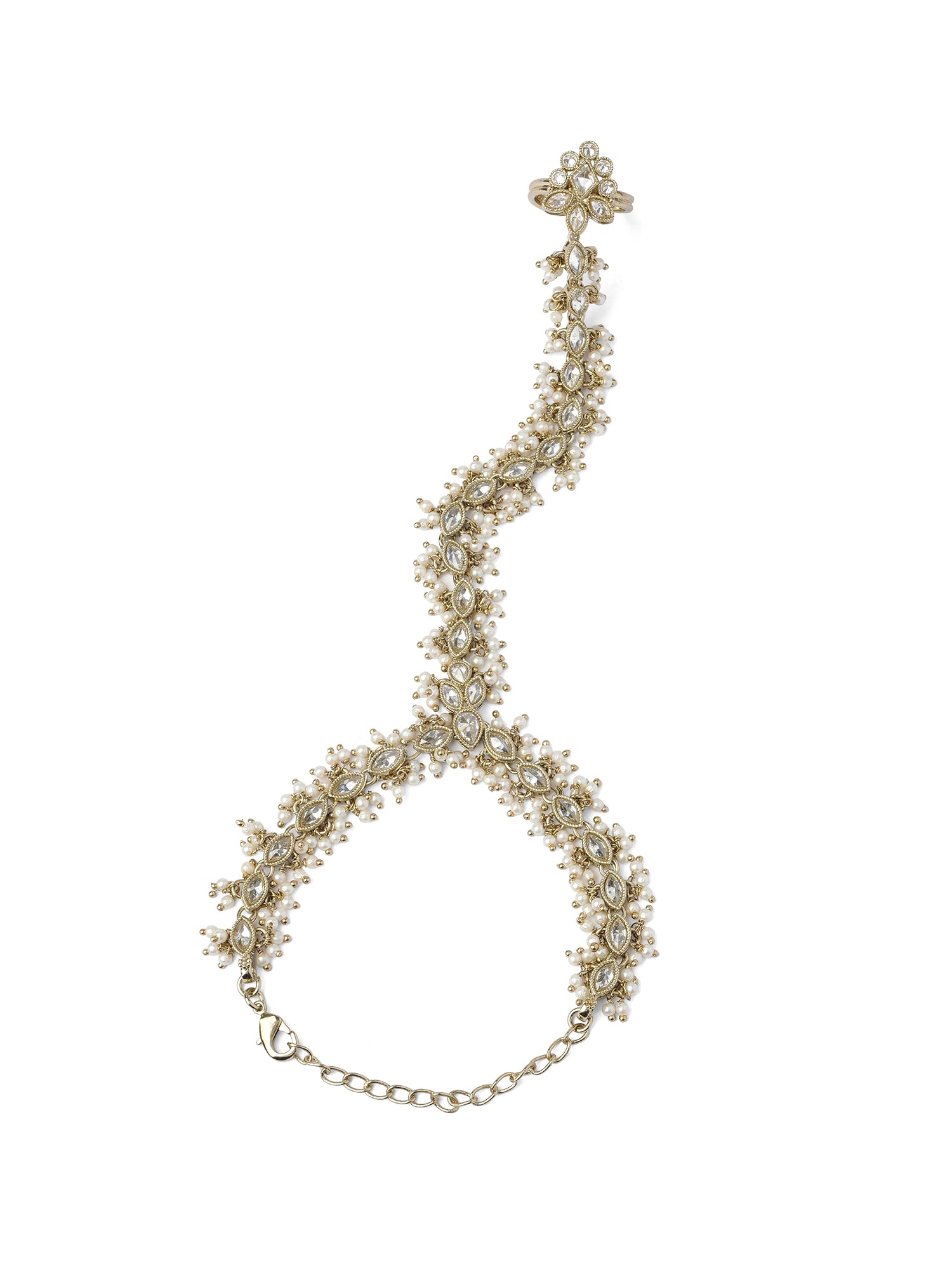 Veda Cluster Pearl Hand Chain in White