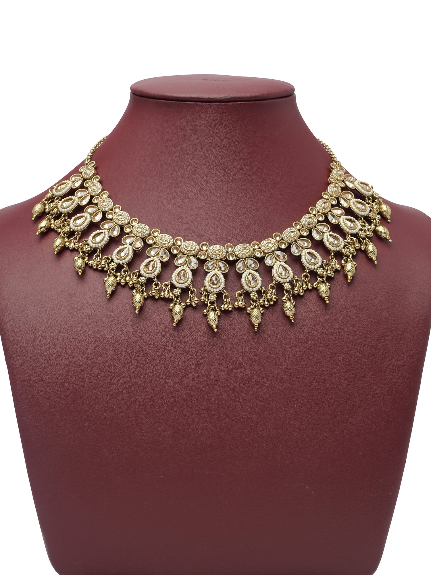 Vedika Pearl Necklace Set in Antique Gold