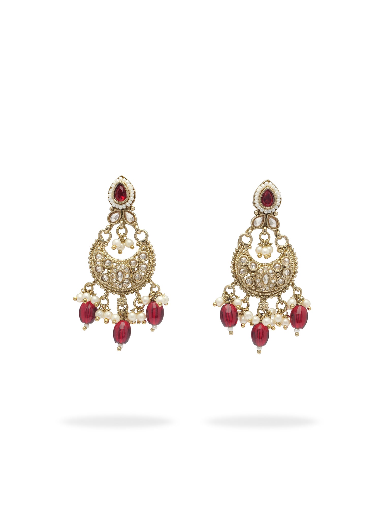 Vedika Pearl Necklace Set in Maroon
