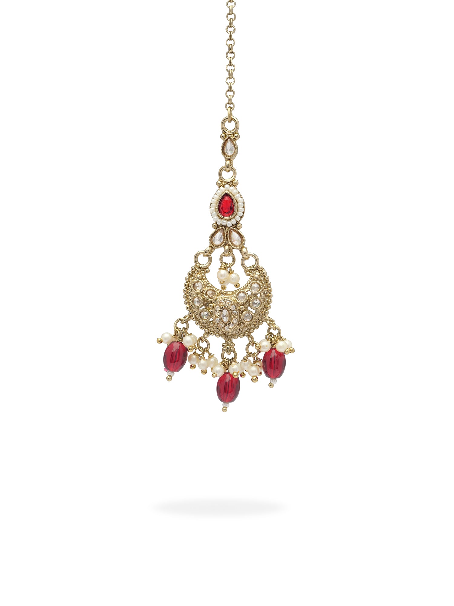 Vedika Pearl Necklace Set in Maroon