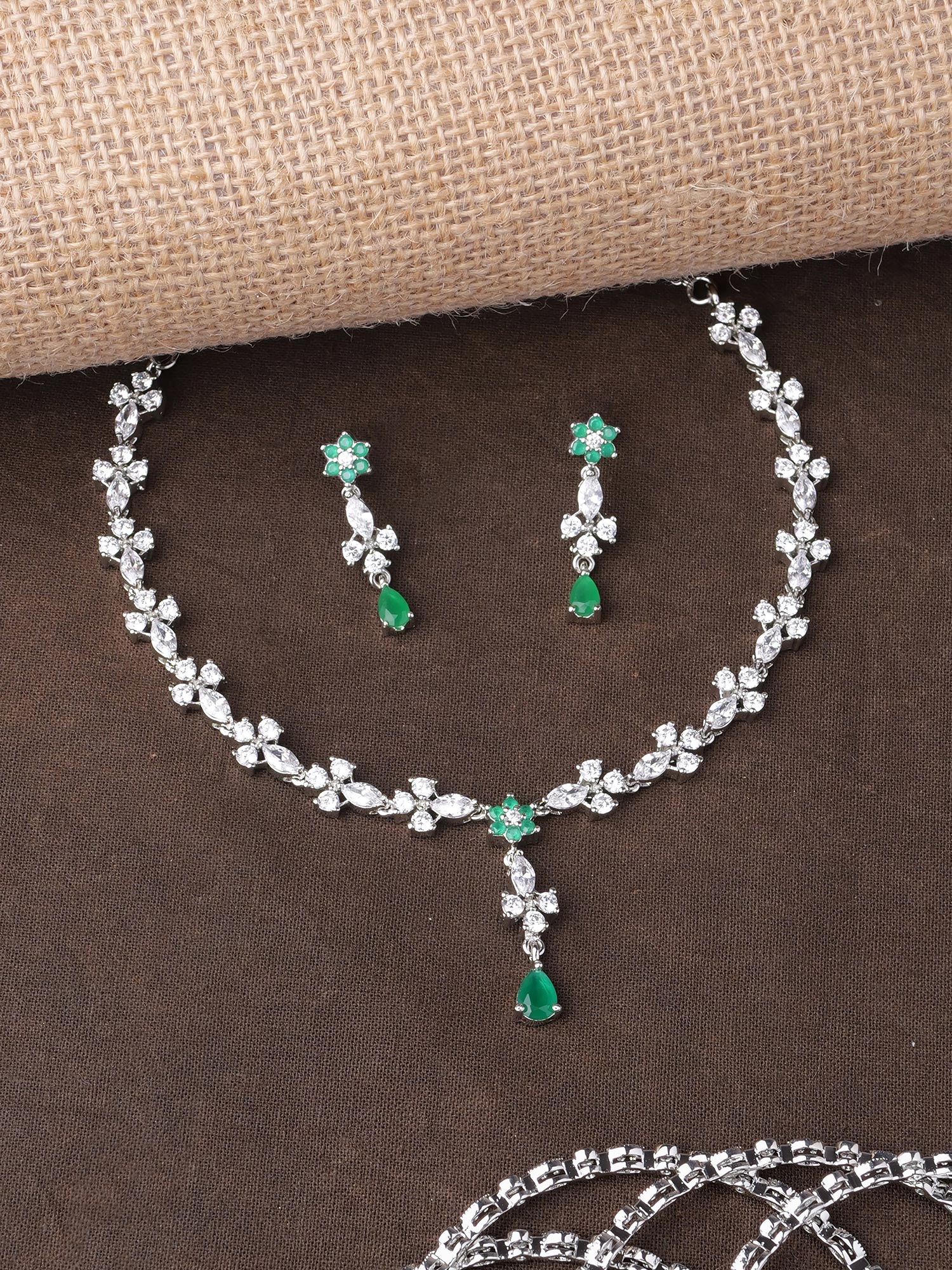 Verina Cubic Zirconia Necklace Set in Green