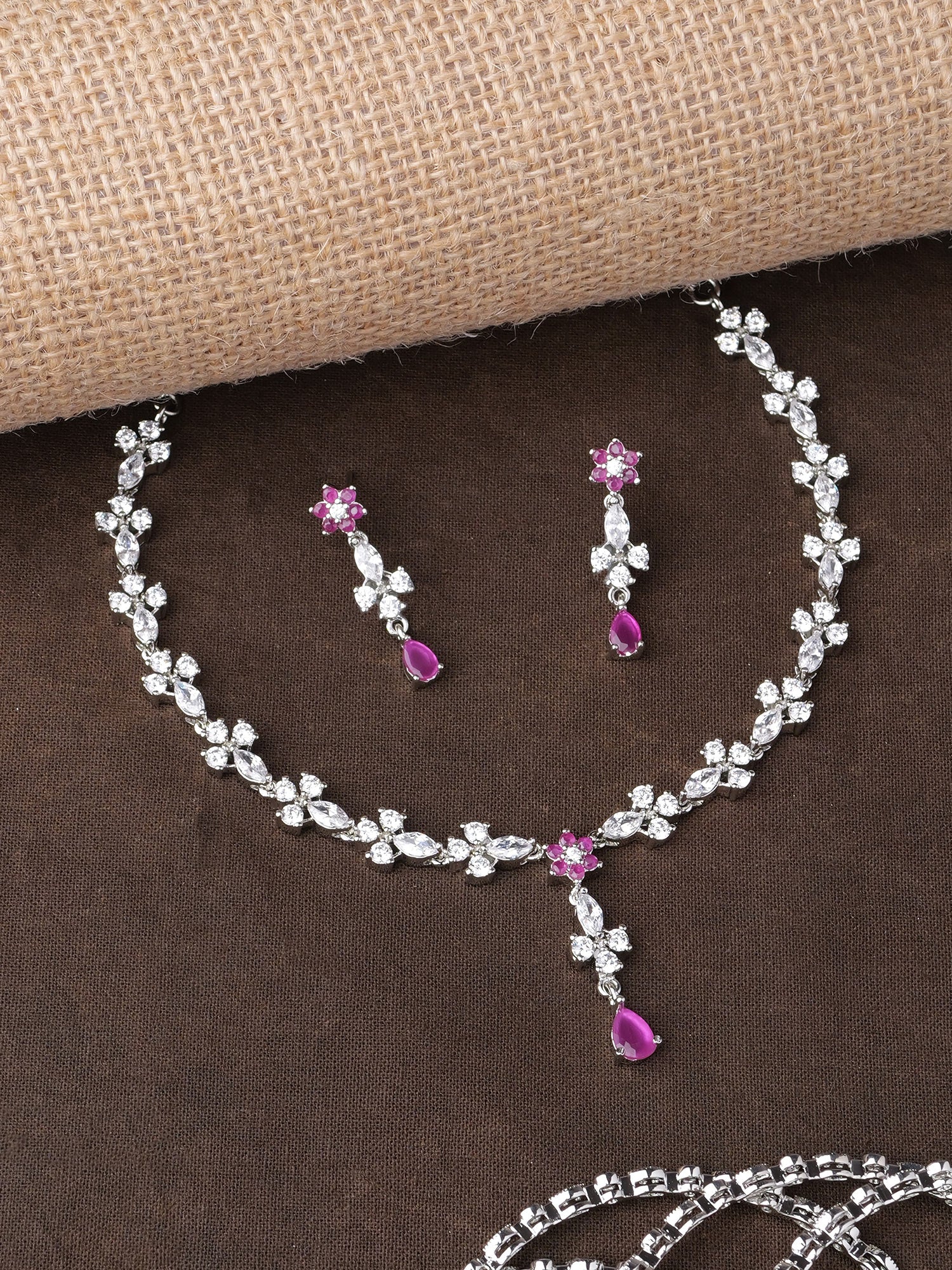 Verina Cubic Zirconia Necklace Set in Ruby