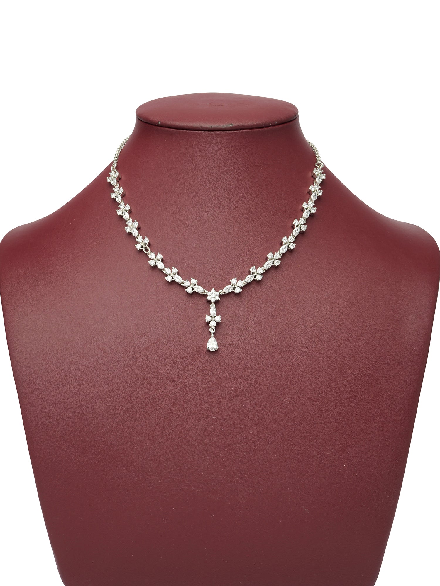 Verina Cubic Zirconia Necklace Set in Rhodium