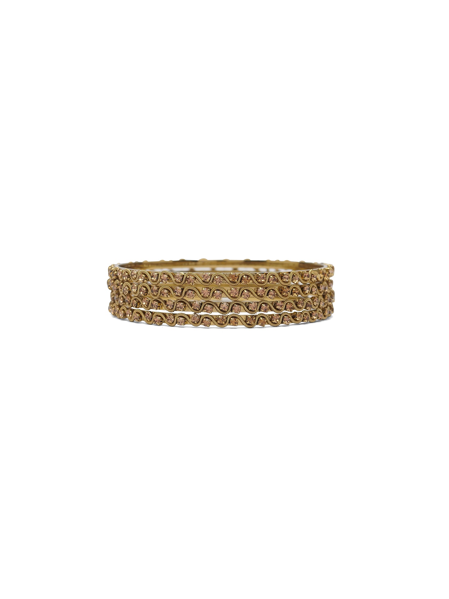 Veya Set of 4 Diamante Bangles in Champagne