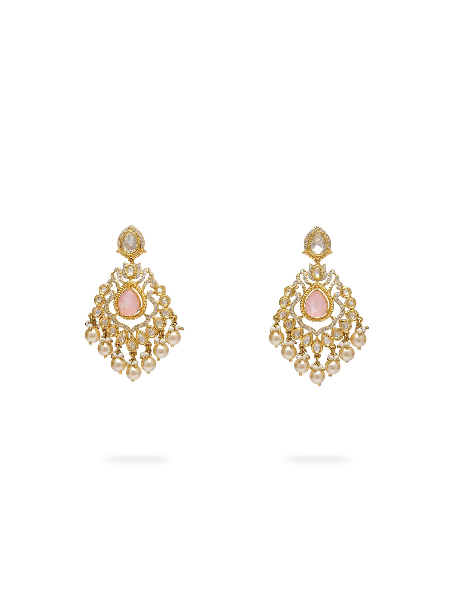 Virasat Kundan Necklace Set in Pink