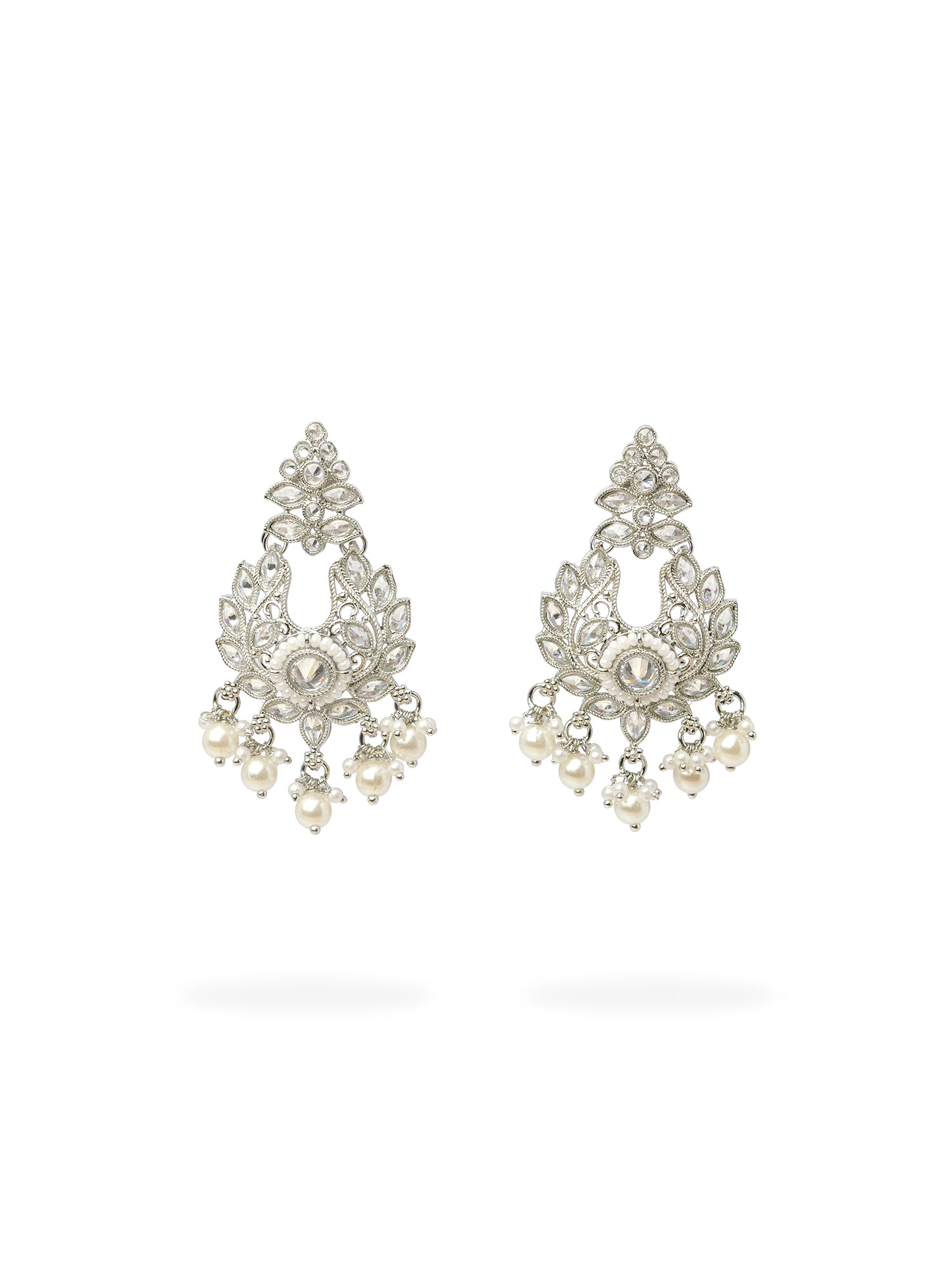 Yamini Choker Set in Pearl and Rhodium