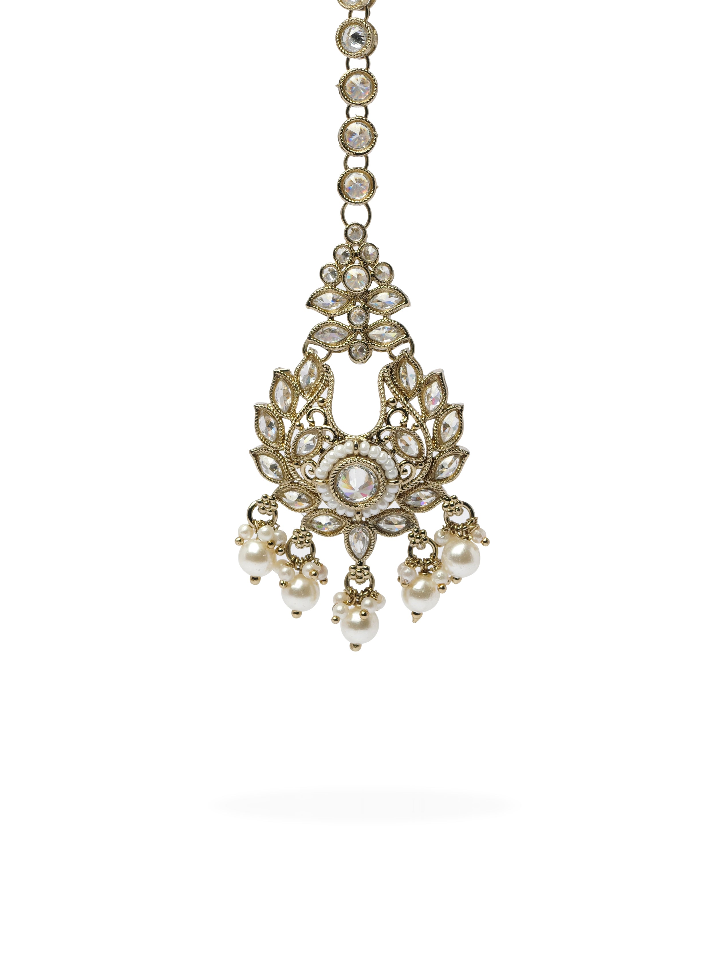 Yamini Choker Set in White and Antique Gold