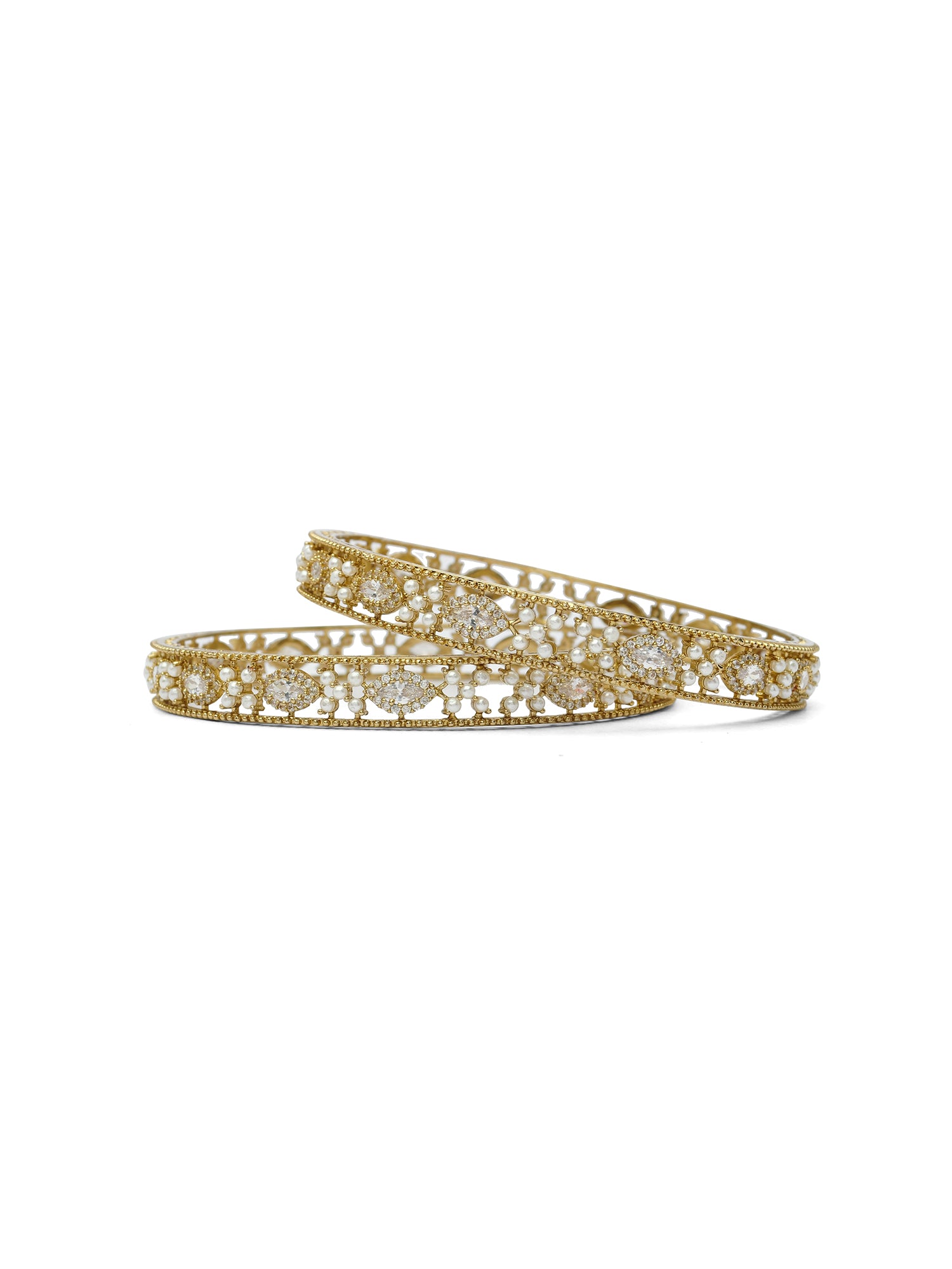 Yara Cubic Zirconia Pearl Bangles in White