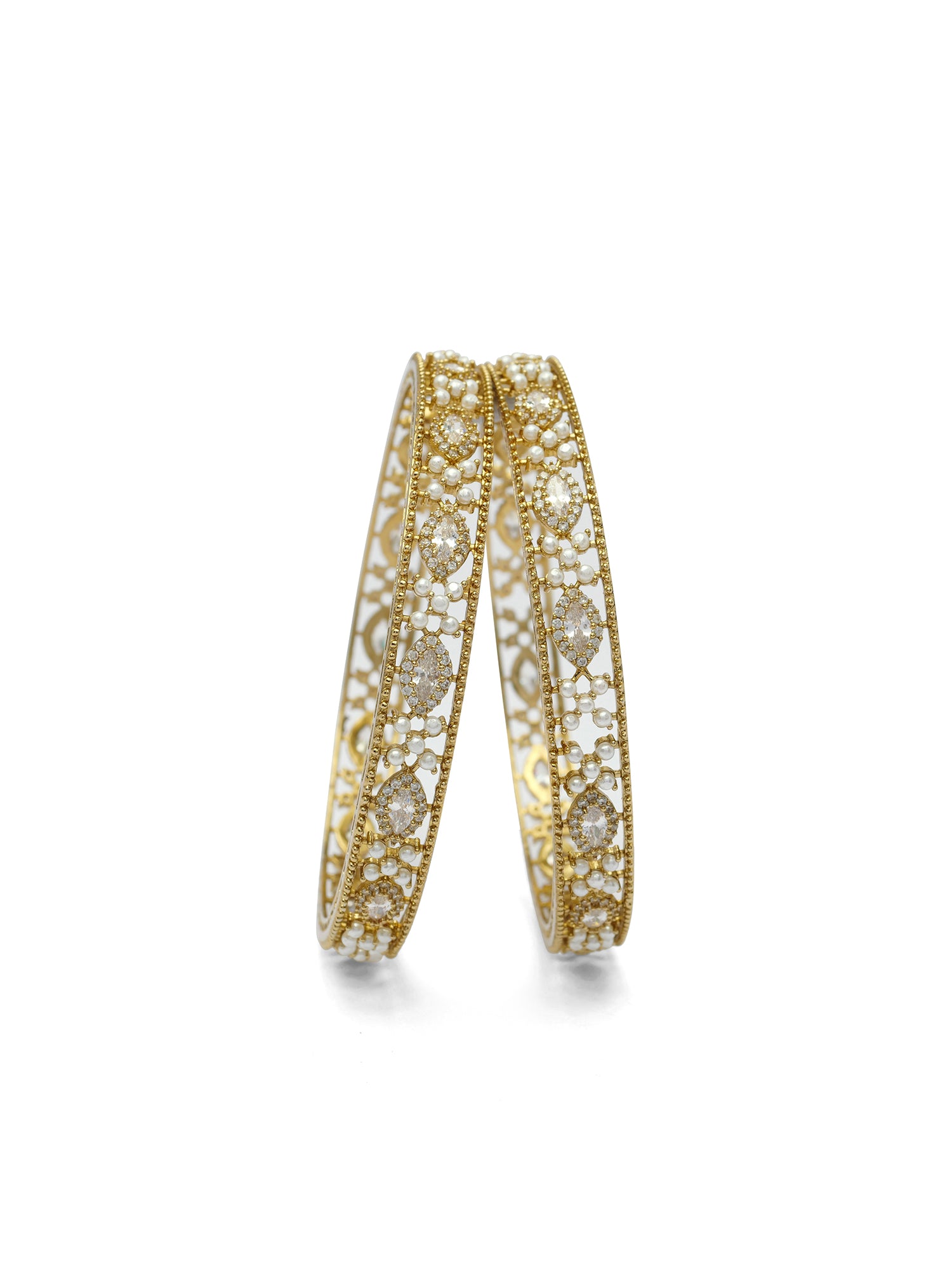 Yara Cubic Zirconia Pearl Bangles in White