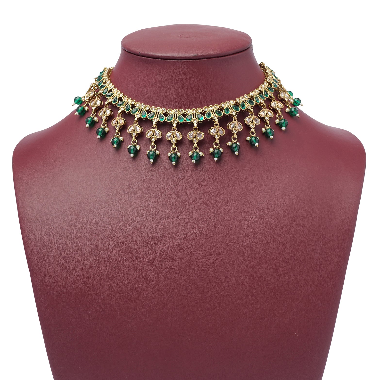 Yashvi Necklace Set in Green and Antique Gold