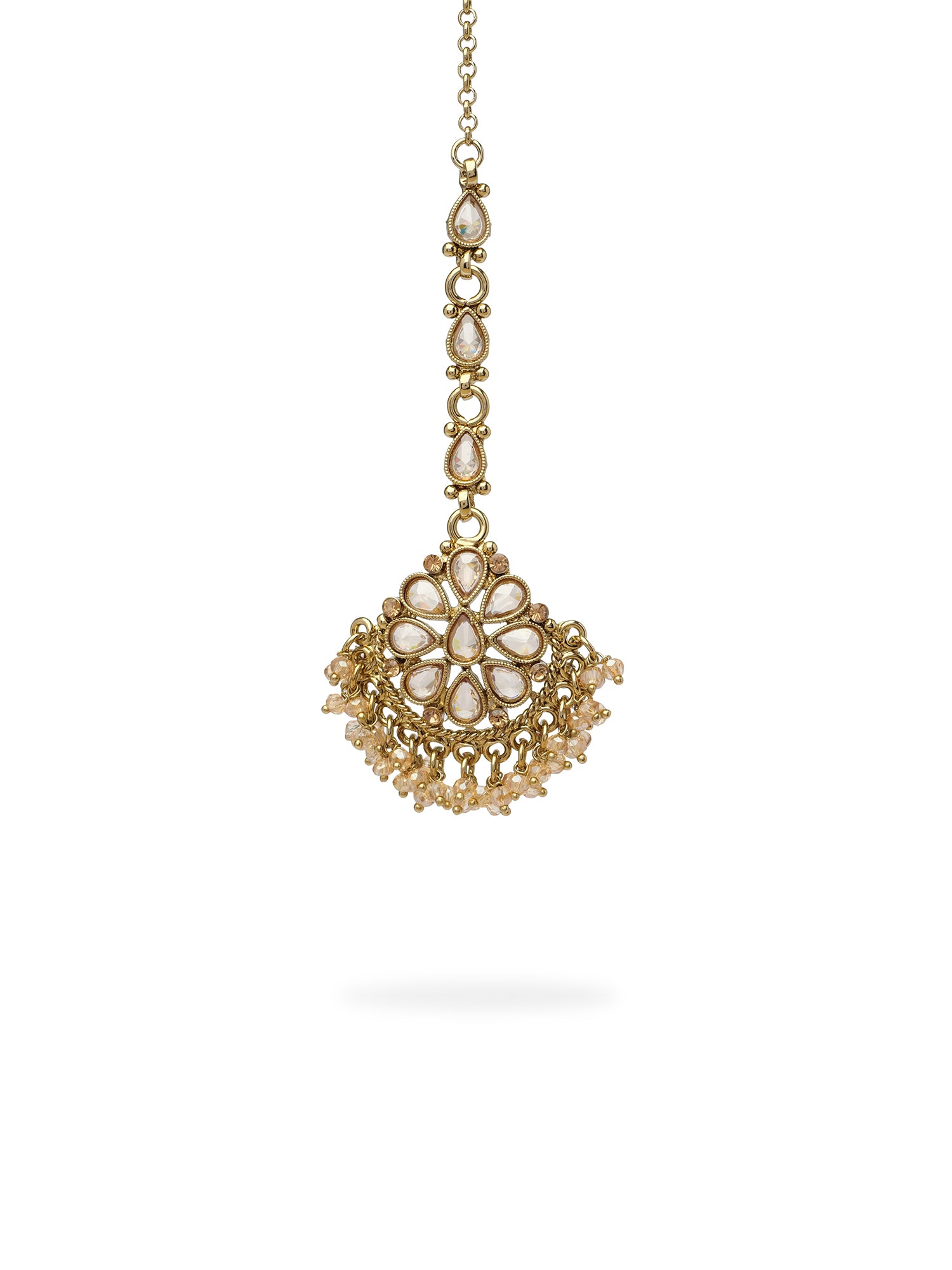 Yashvini Bridal Choker Set in Champagne Crystal and Antique Gold