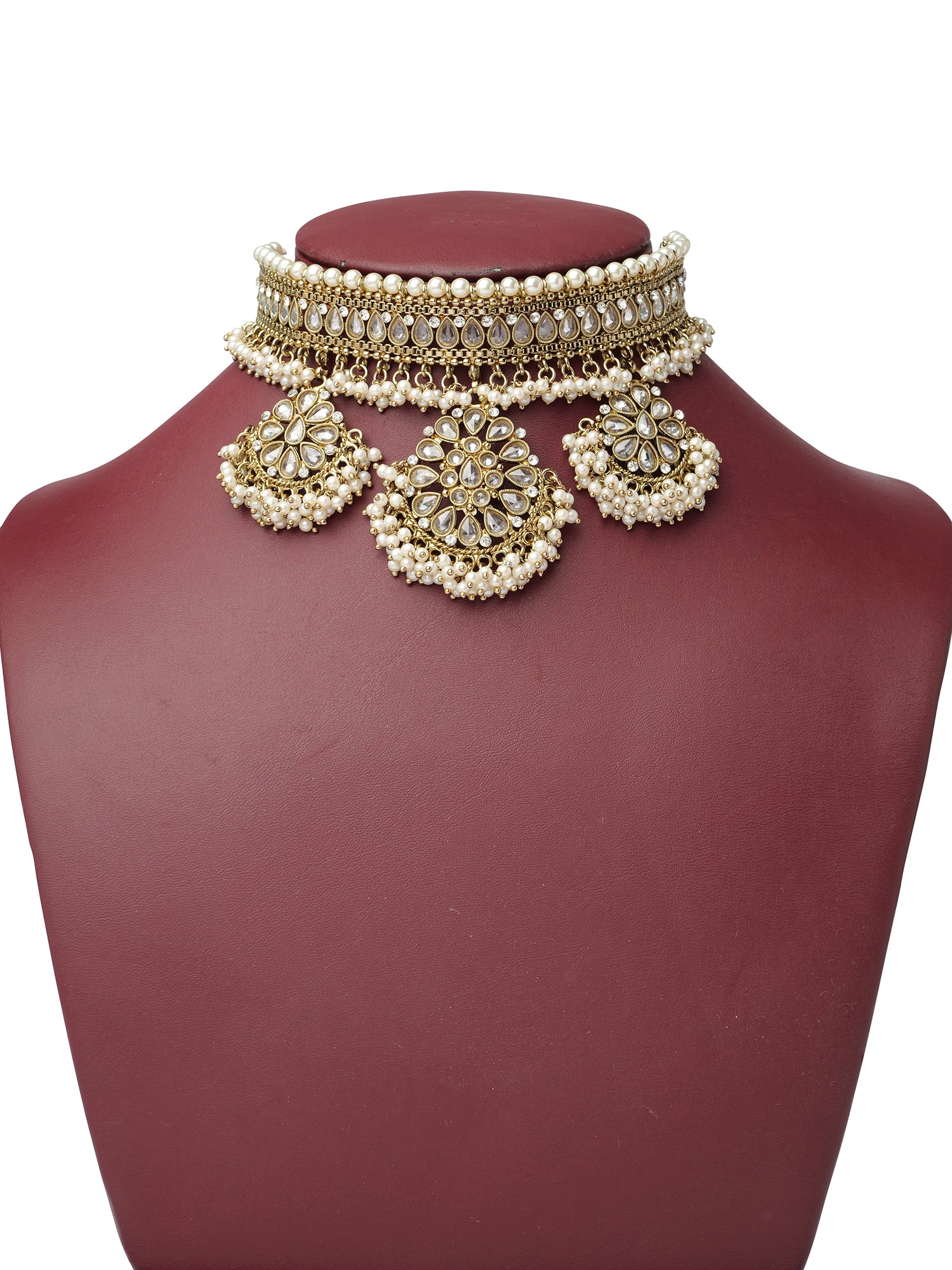 Yashvini Bridal Choker Set in Pearl and White