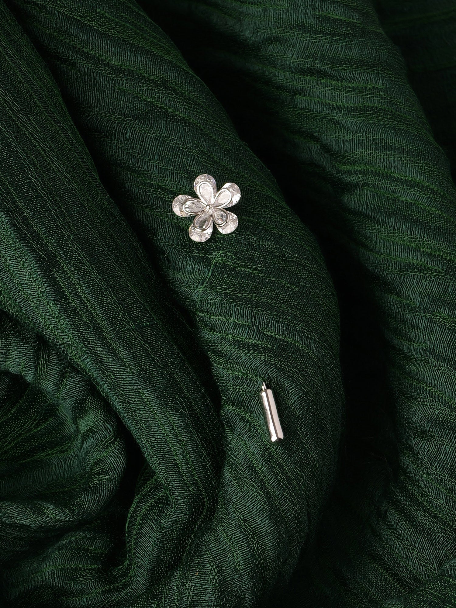 Yasira Scarf Pin in White and Rhodium