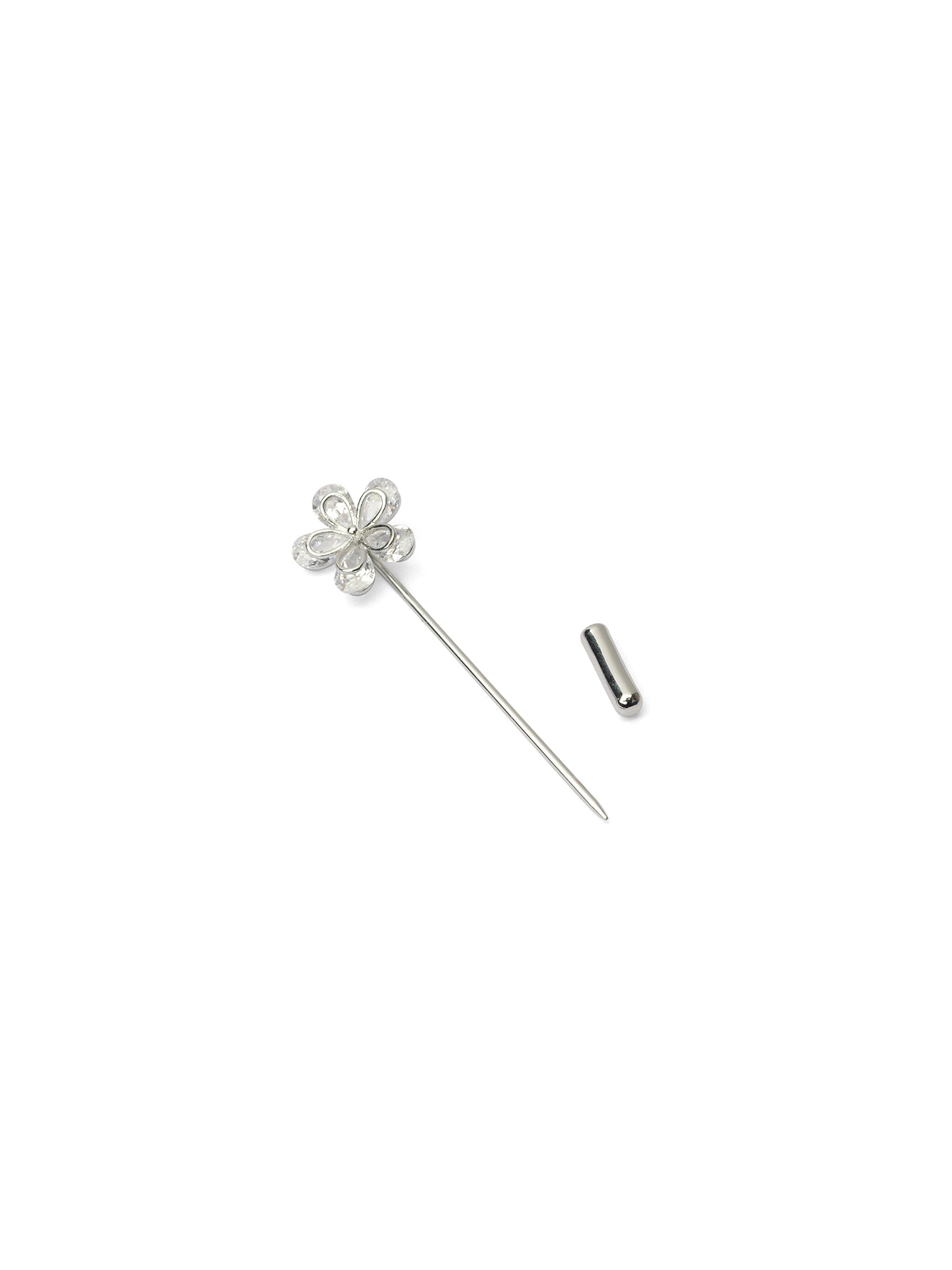 Yasira Scarf Pin in White and Rhodium