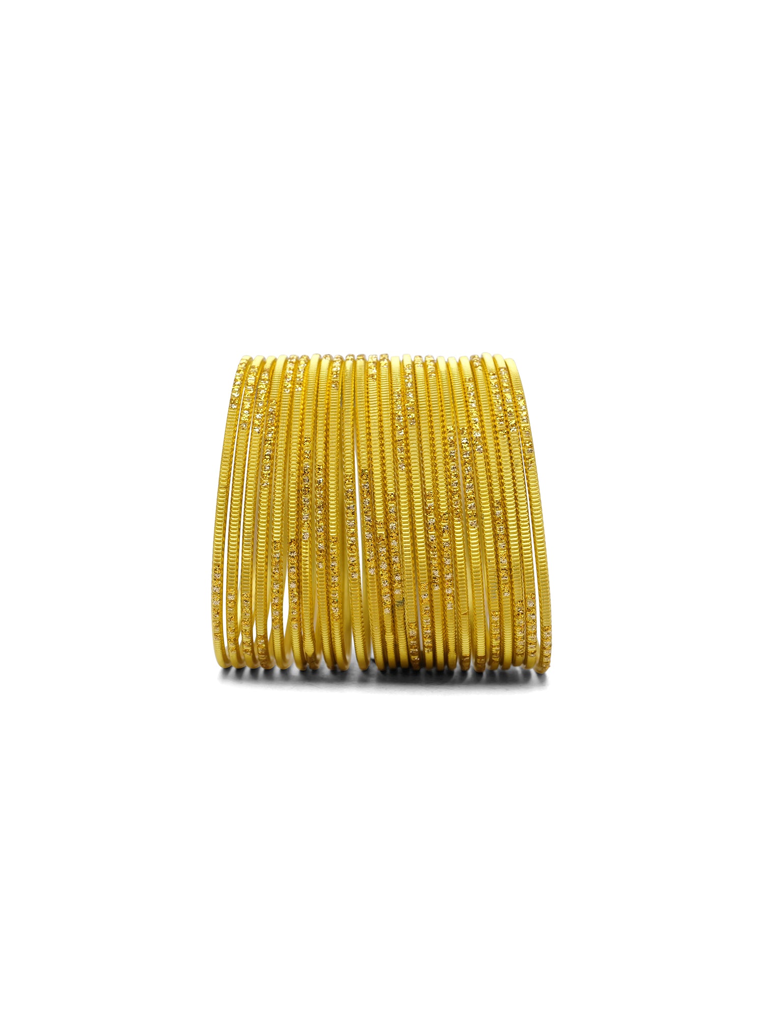 Yellow Glitter Etched Bangles