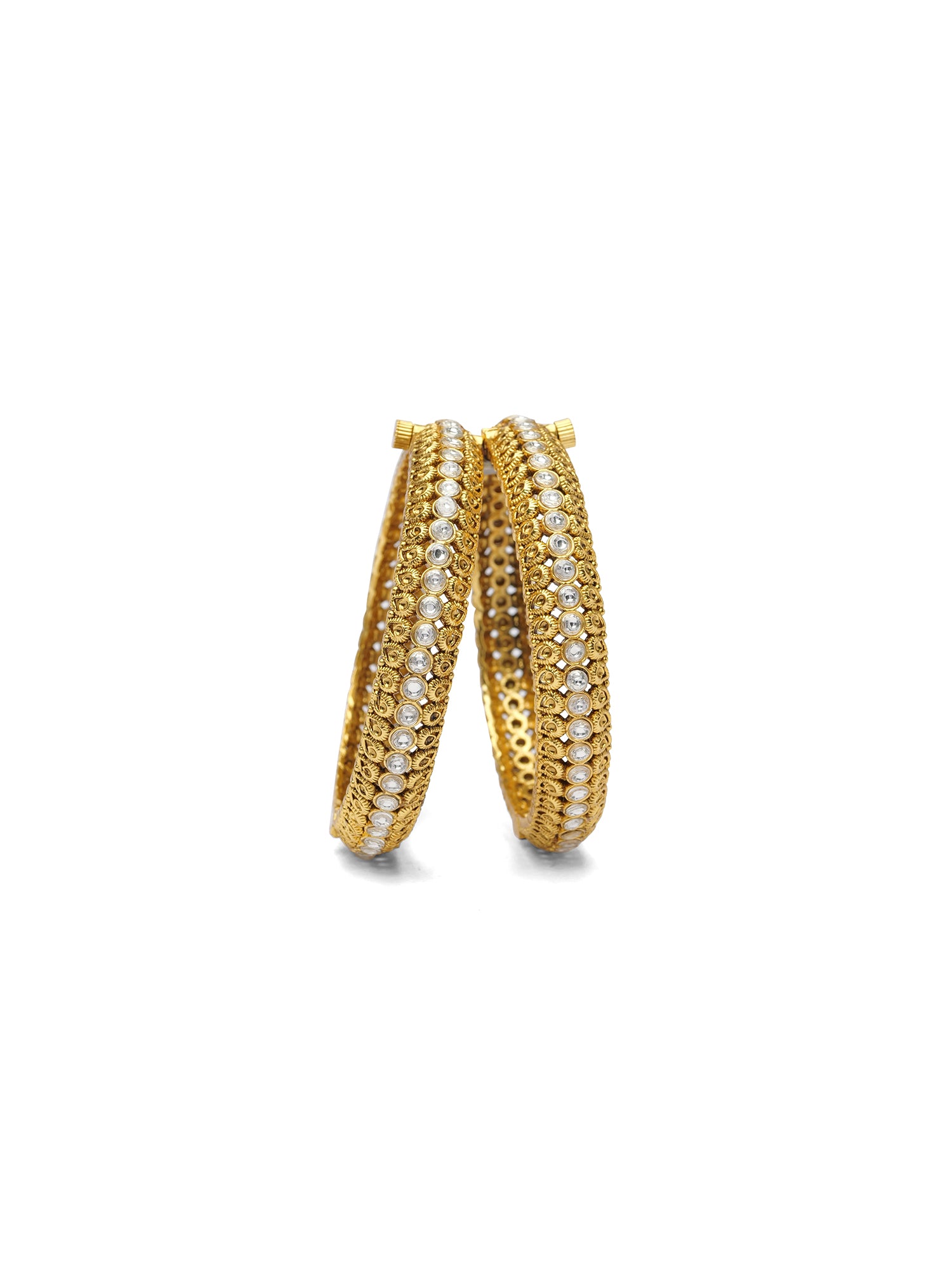 Yuvani Classic Kada Bangles in Gold Oxidised