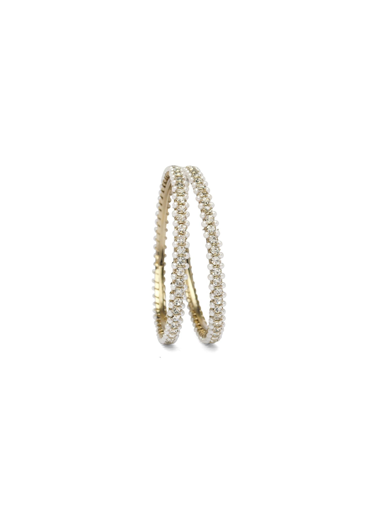 Yuvika Diamante Bangles in Pearl and White