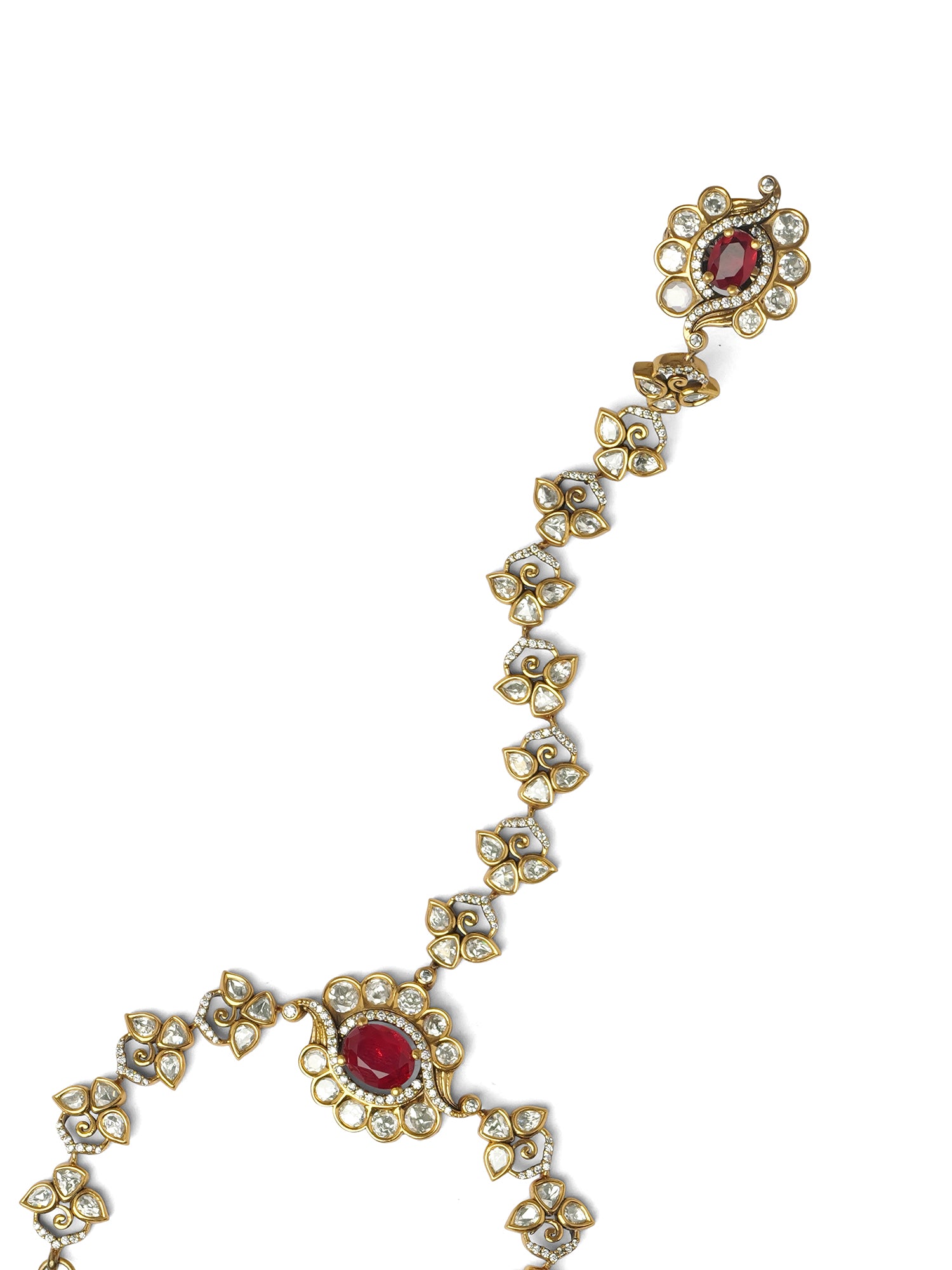 Yuvira Kundan Hand Chain in Ruby