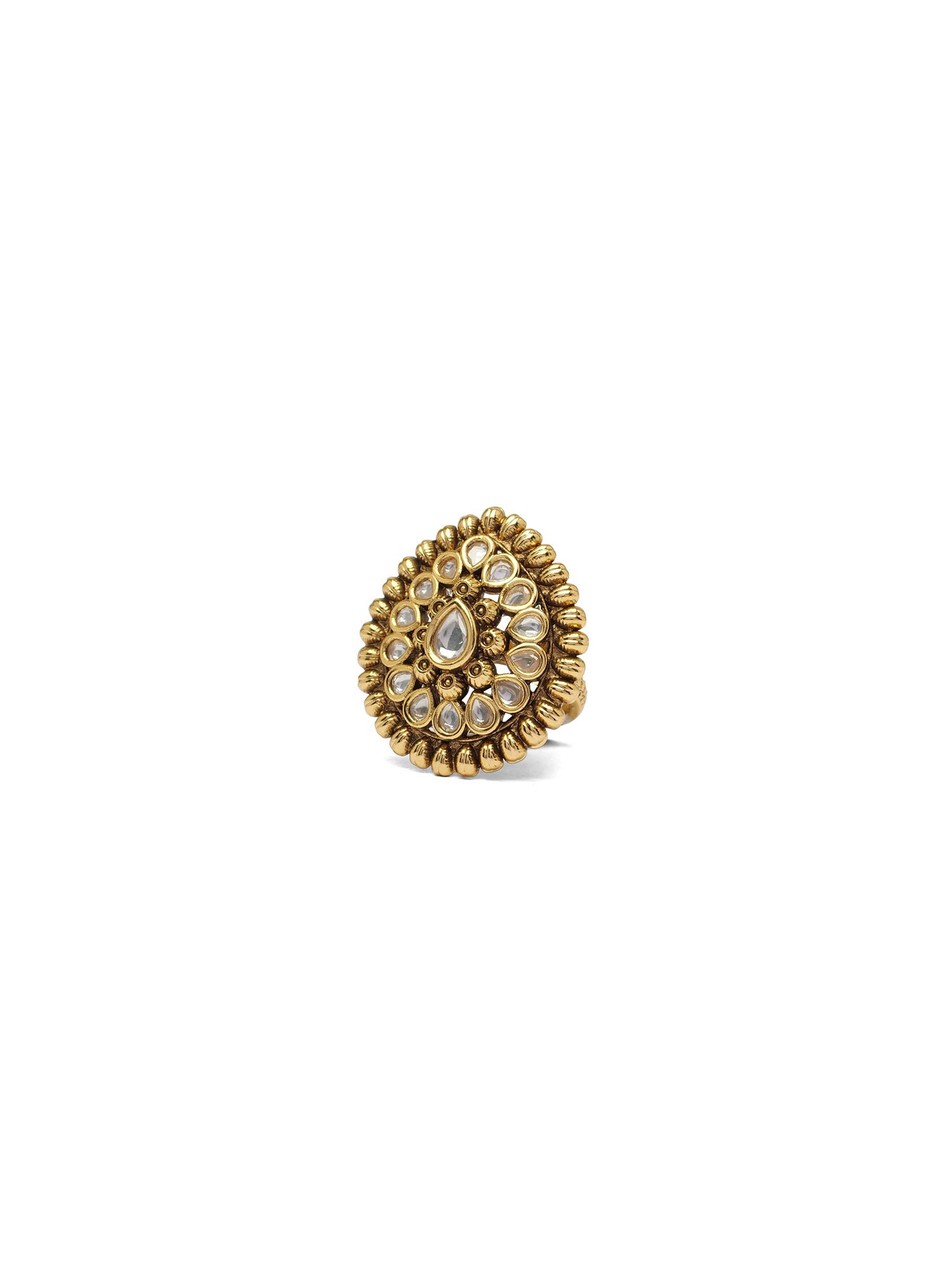 Zaarish Kundan Ring in White
