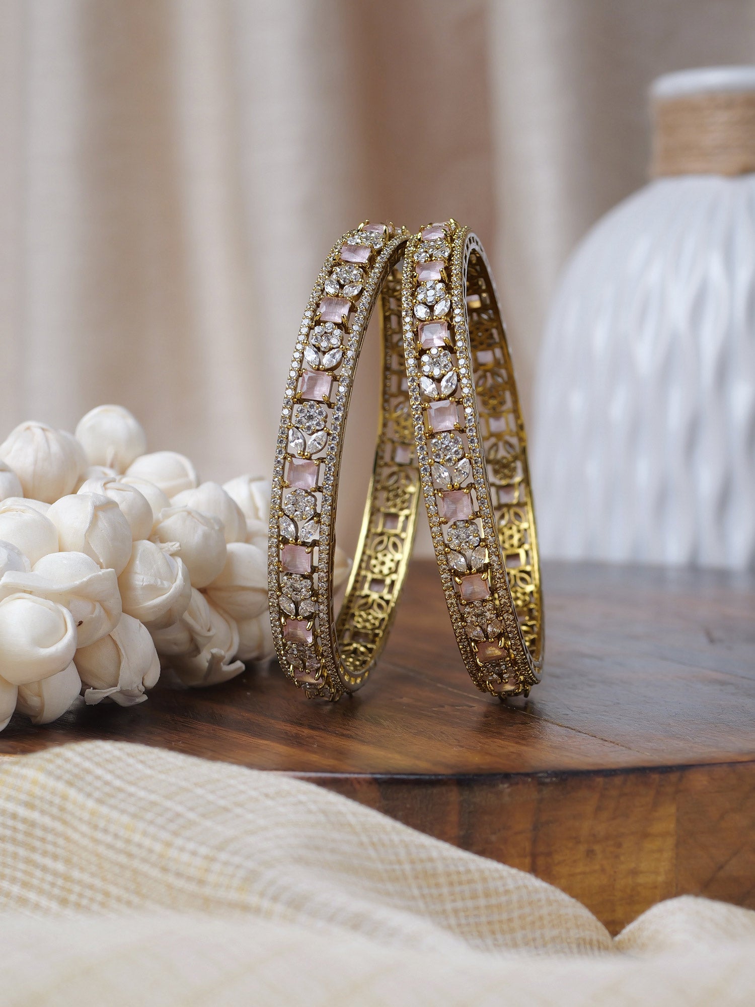 Zahira Pink Cubic Zirconia Bangles