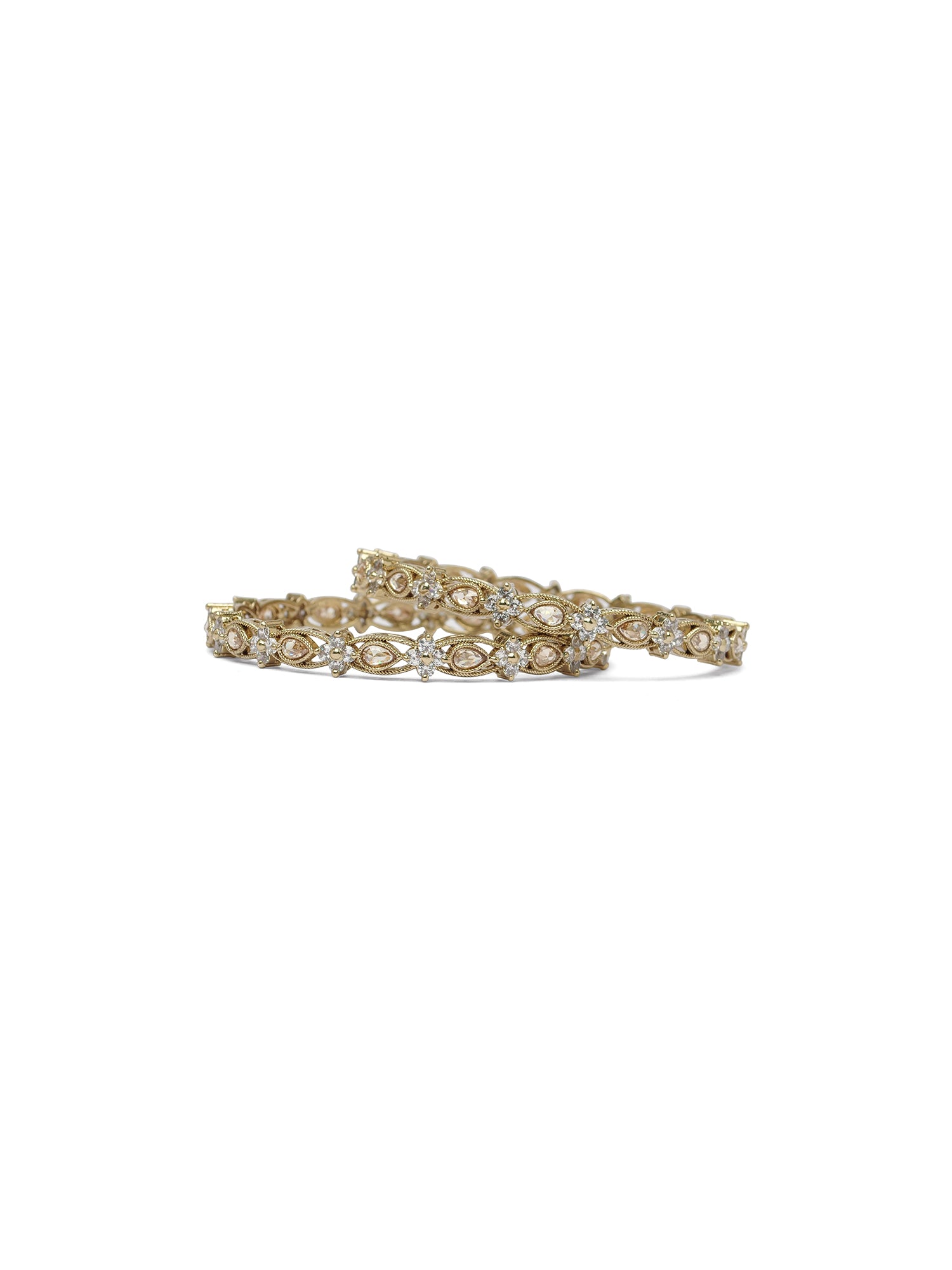 Zahra Kada Bangles in White and Champagne