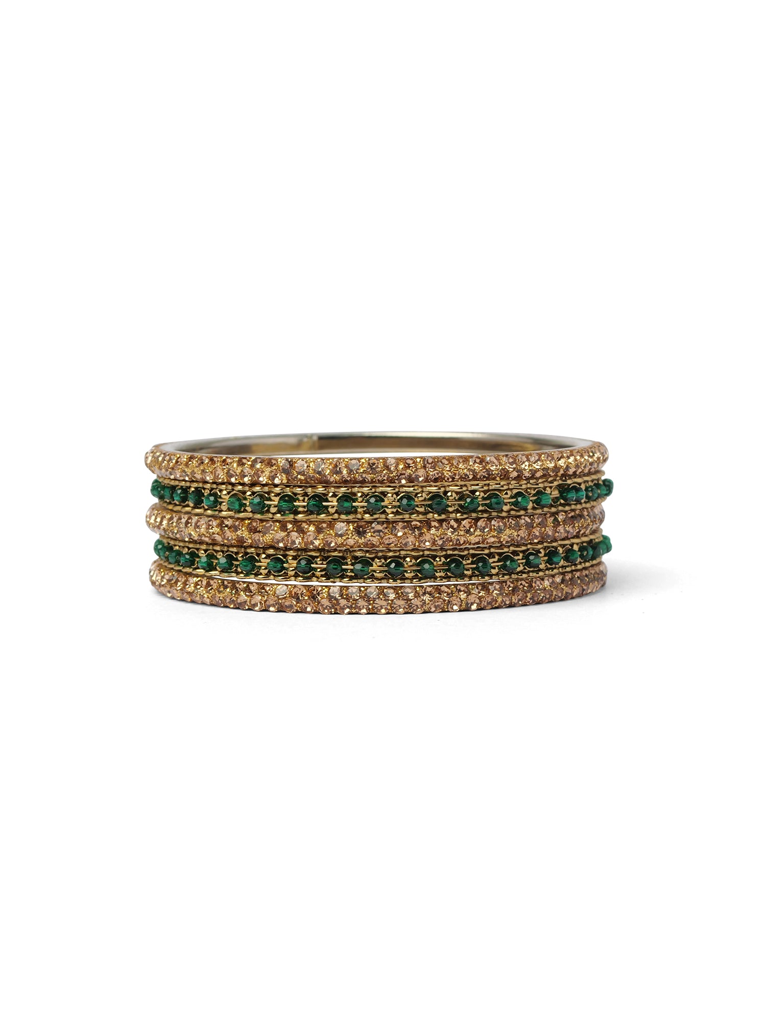 Zaida Bangle Set in Green and Antique Gold