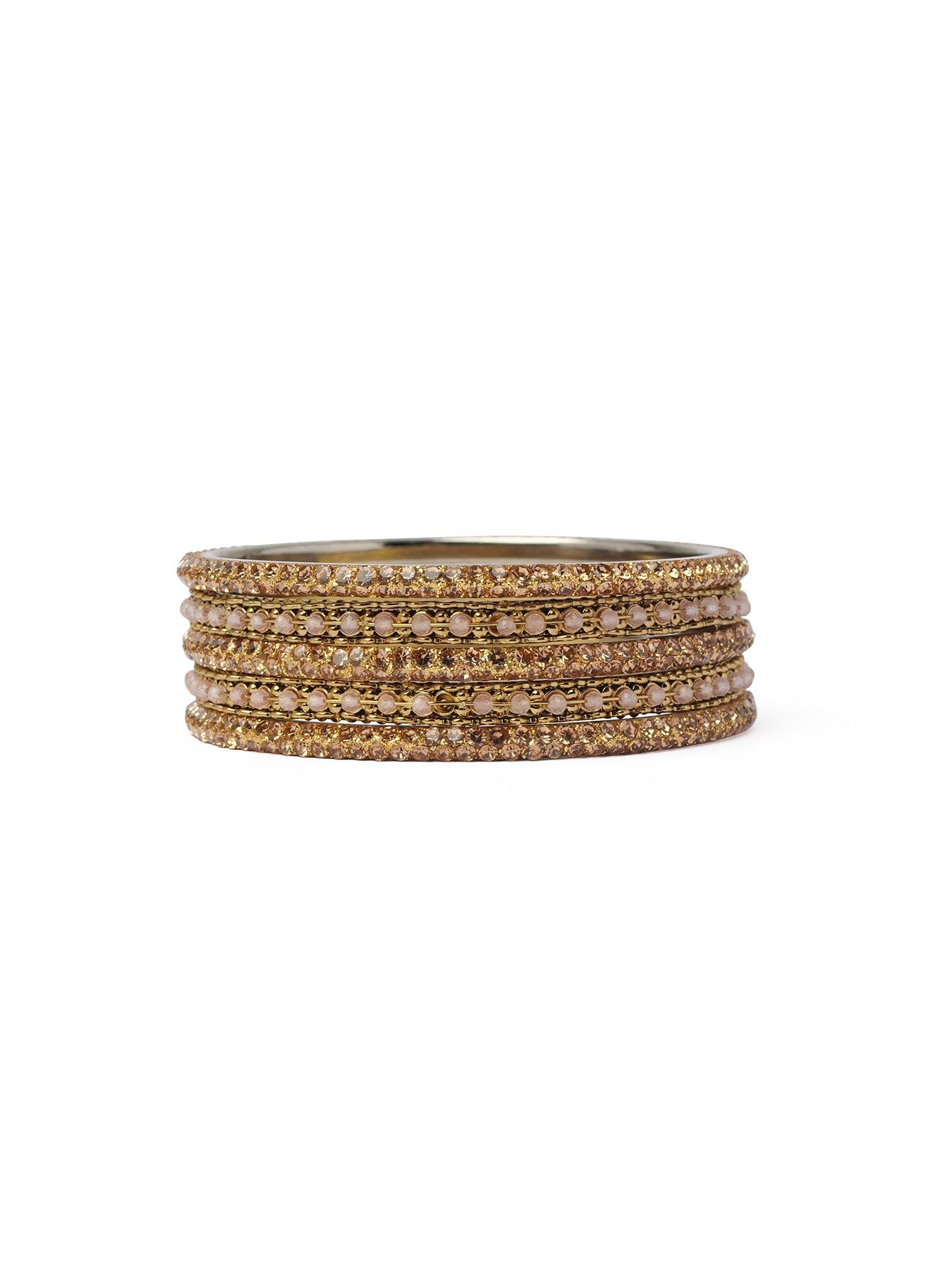 Zaida Bangle Set in Light Pink and Antique Gold