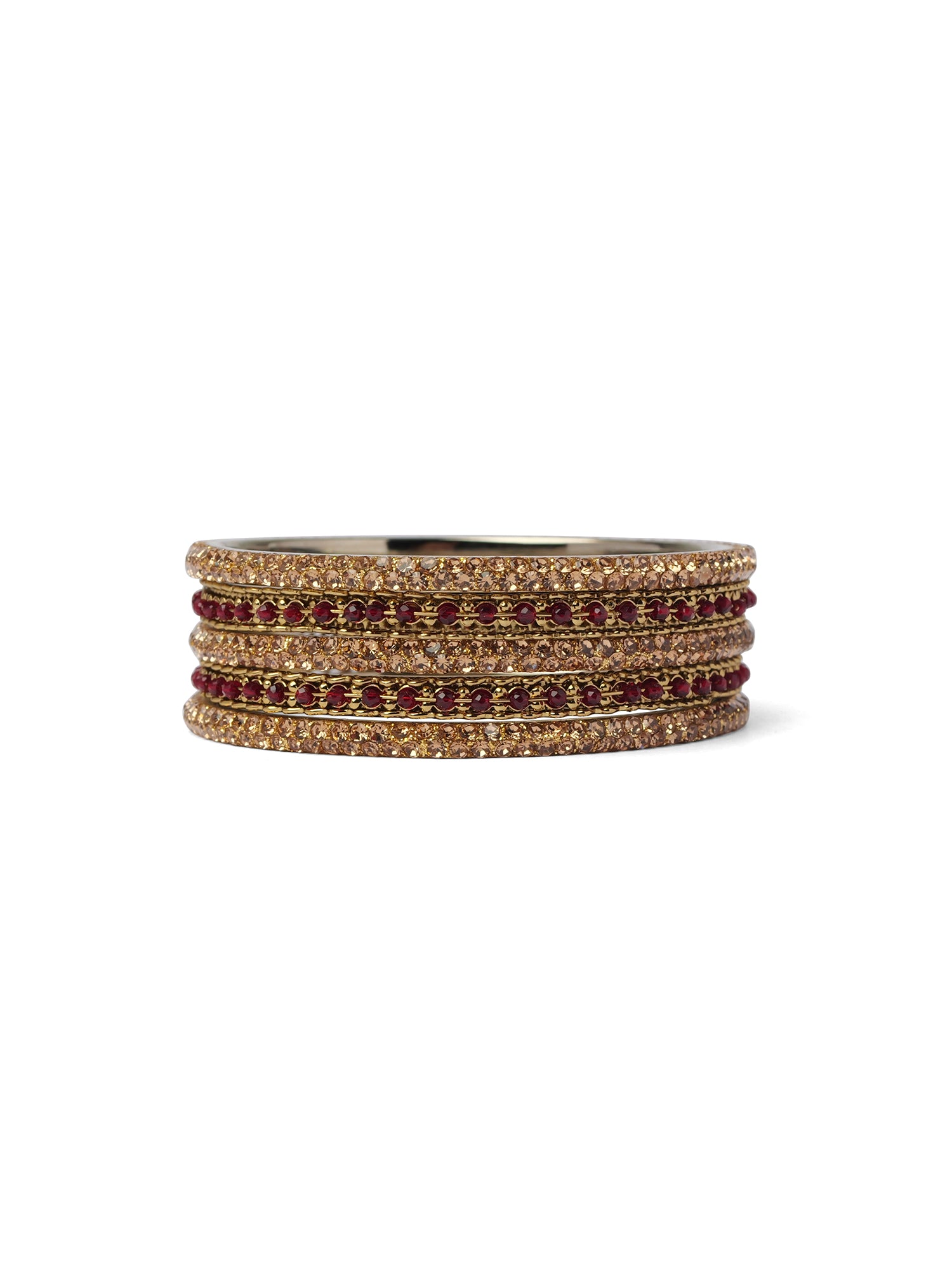 Zaida Bangle Set in Maroon and Antique Gold