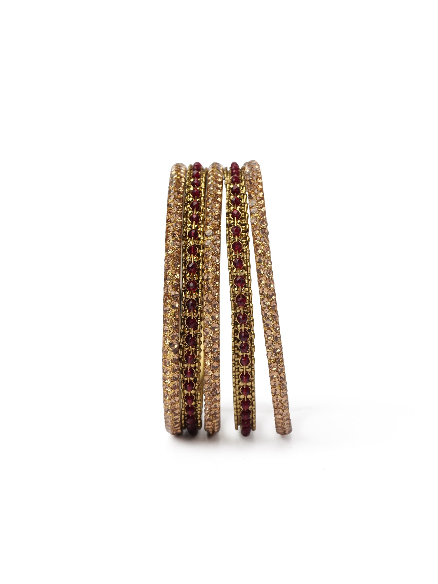 Zaida Bangle Set in Maroon and Antique Gold