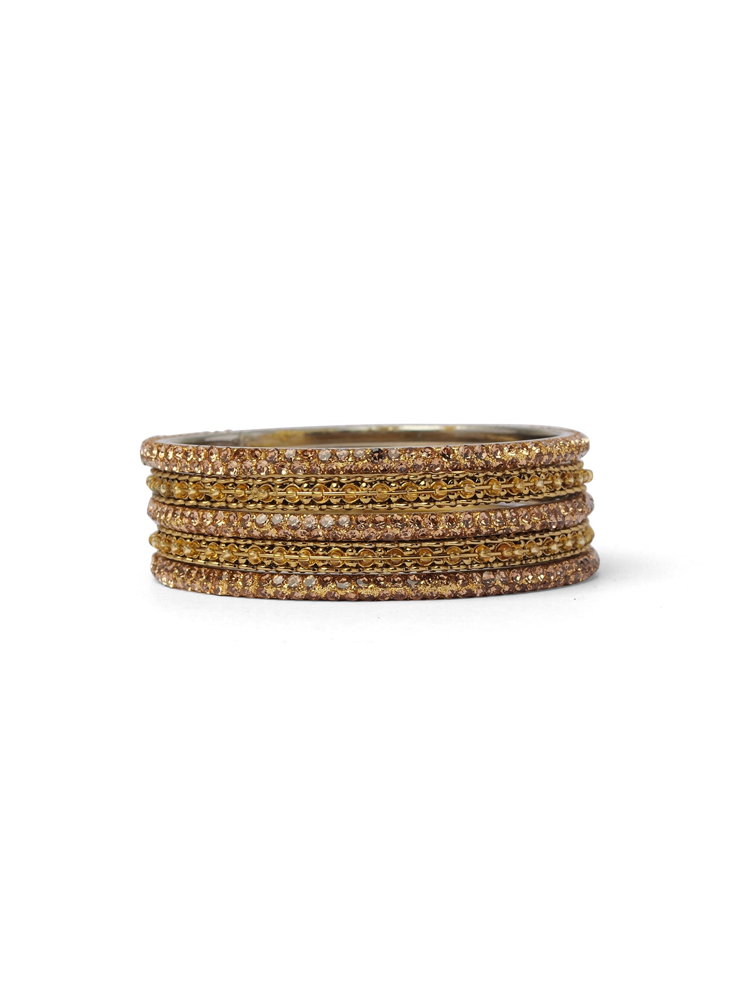 Zaida Bangle Set in Peach and Antique Gold