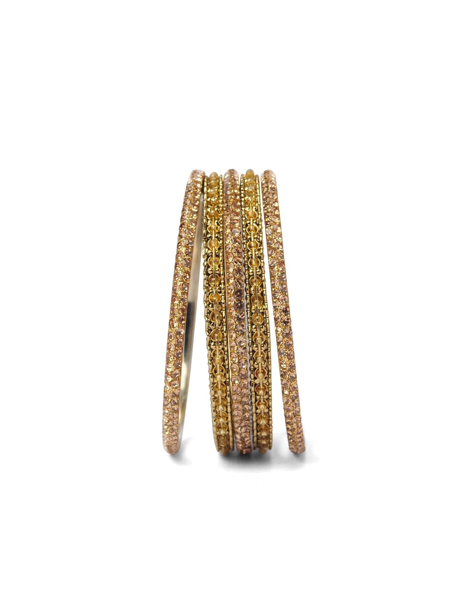 Zaida Bangle Set in Peach and Antique Gold
