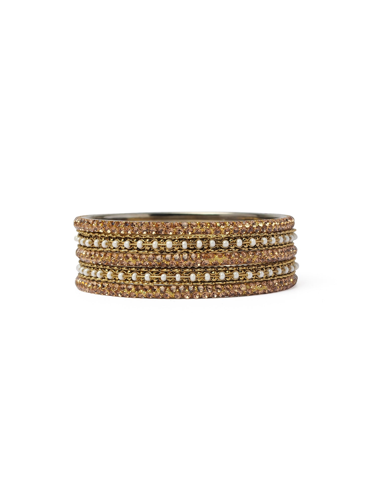 Zaida Bangle Set in Pearl and Antique Gold
