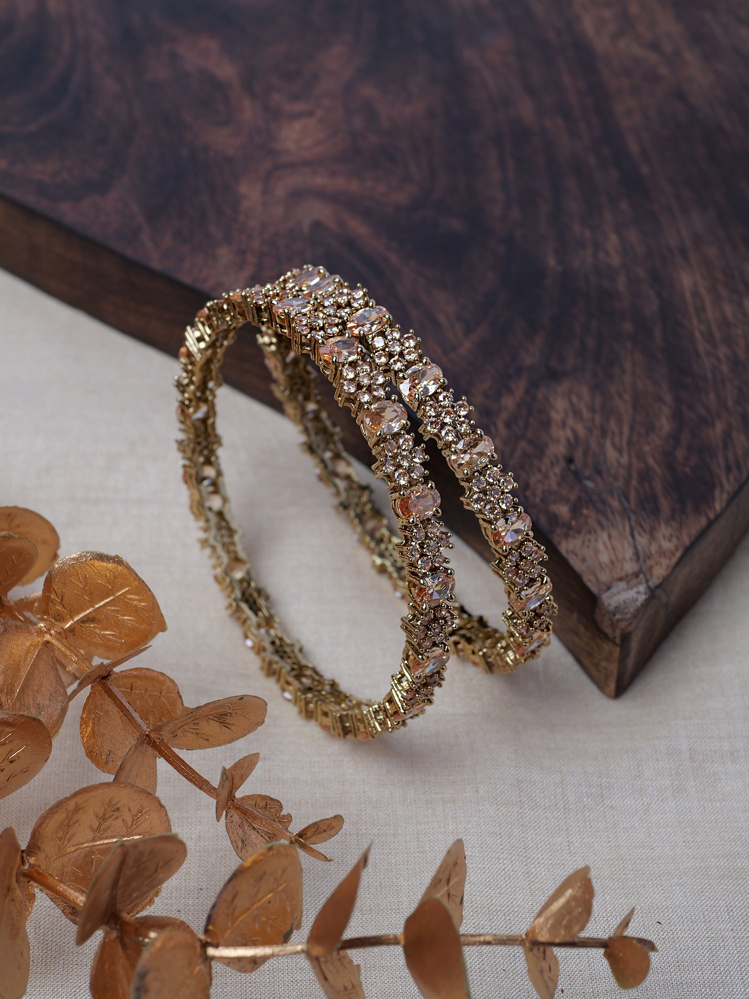 Zaina Cubic Zirconia Bangles in Champagne