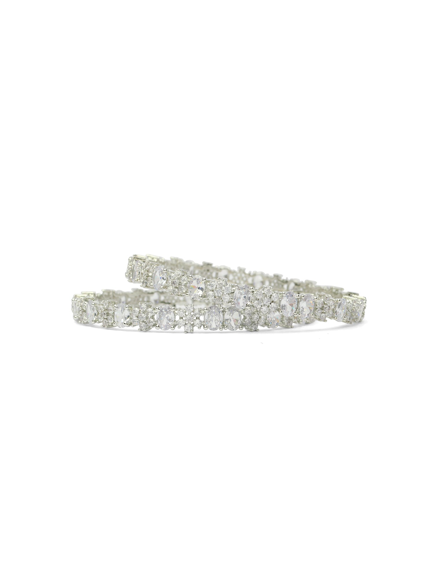 Zaina Cubic Zirconia Bangles in Rhodium