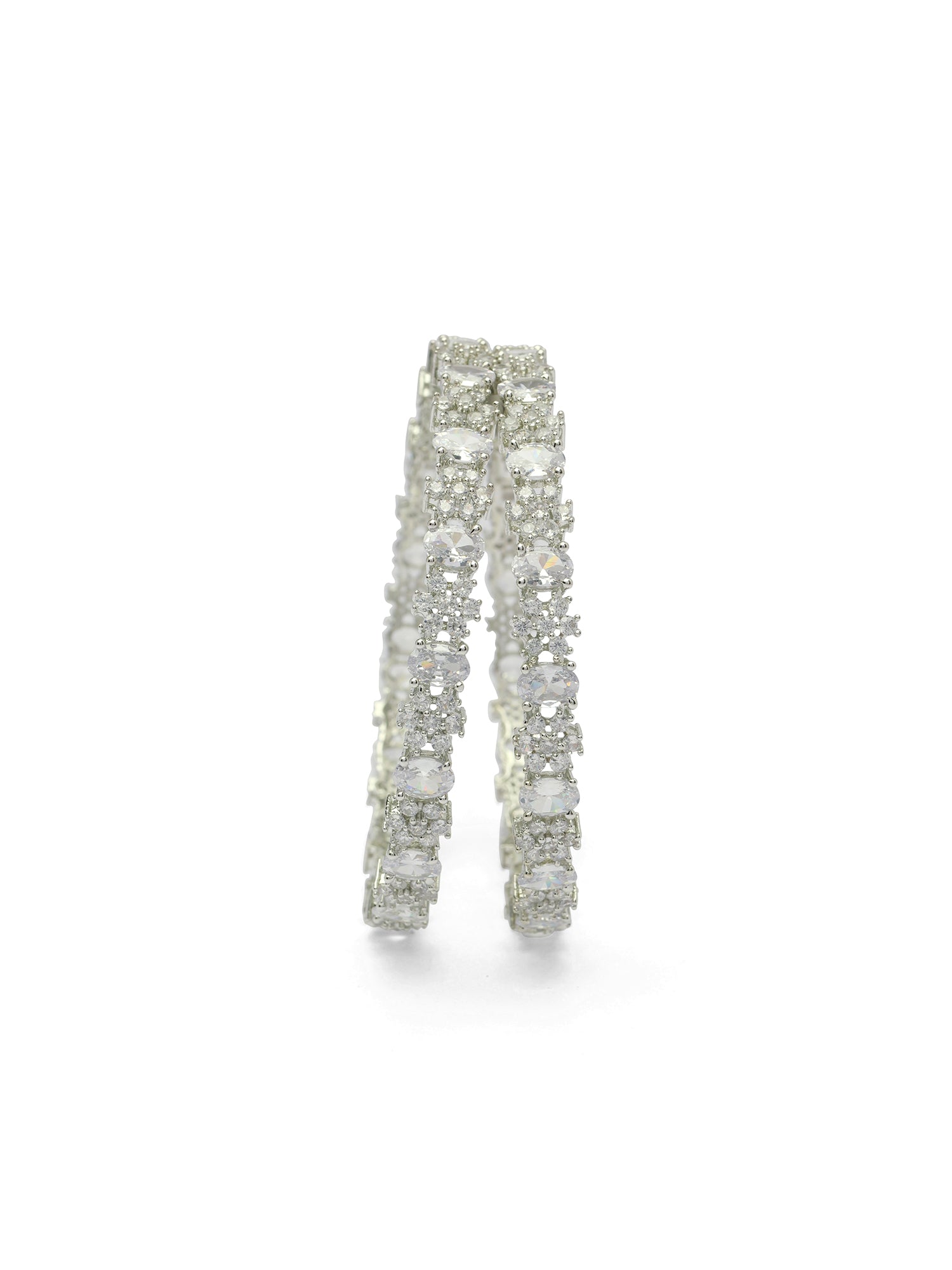 Zaina Cubic Zirconia Bangles in Rhodium