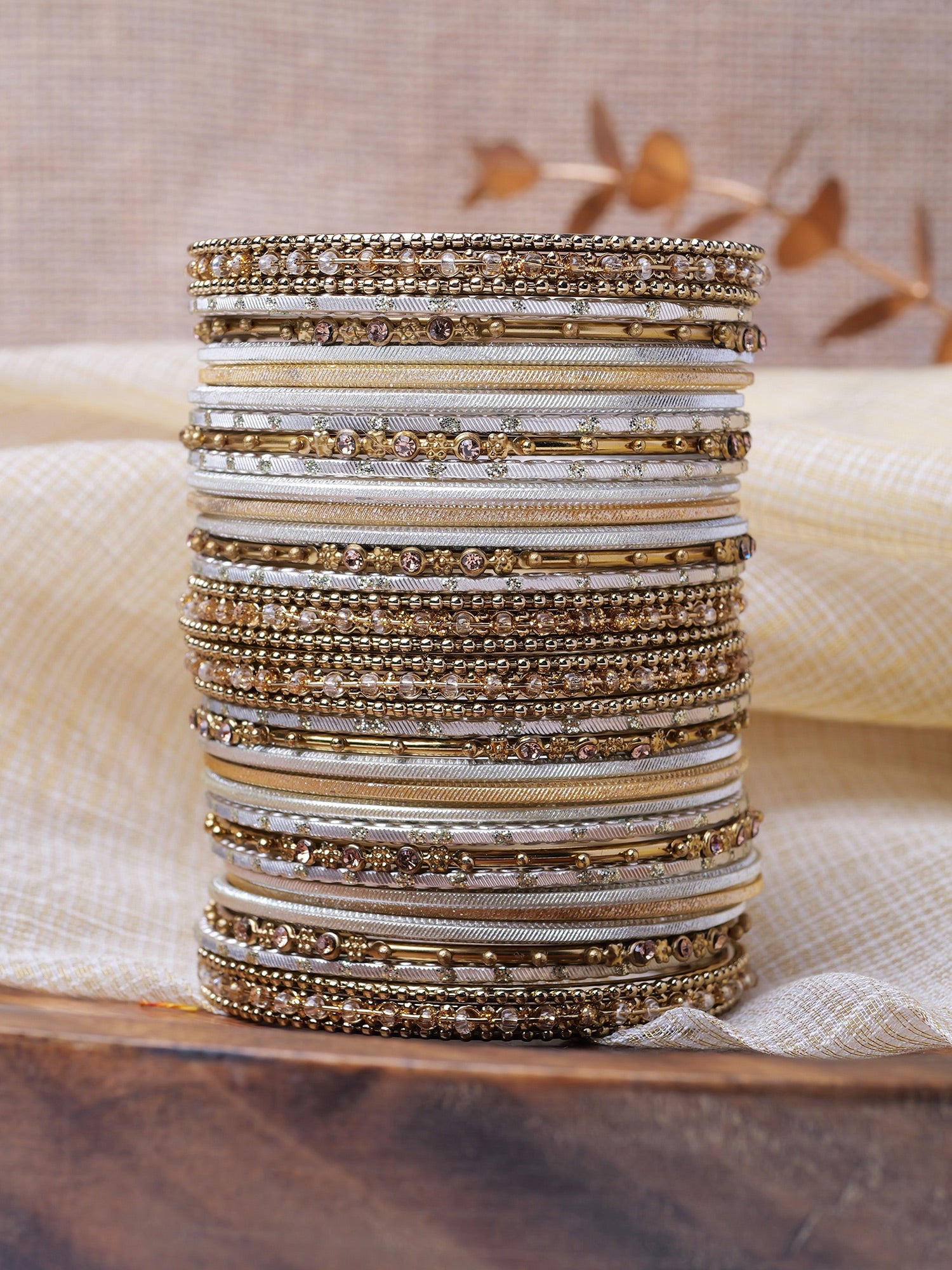 Zarina Antique Bangle Set in Champagne