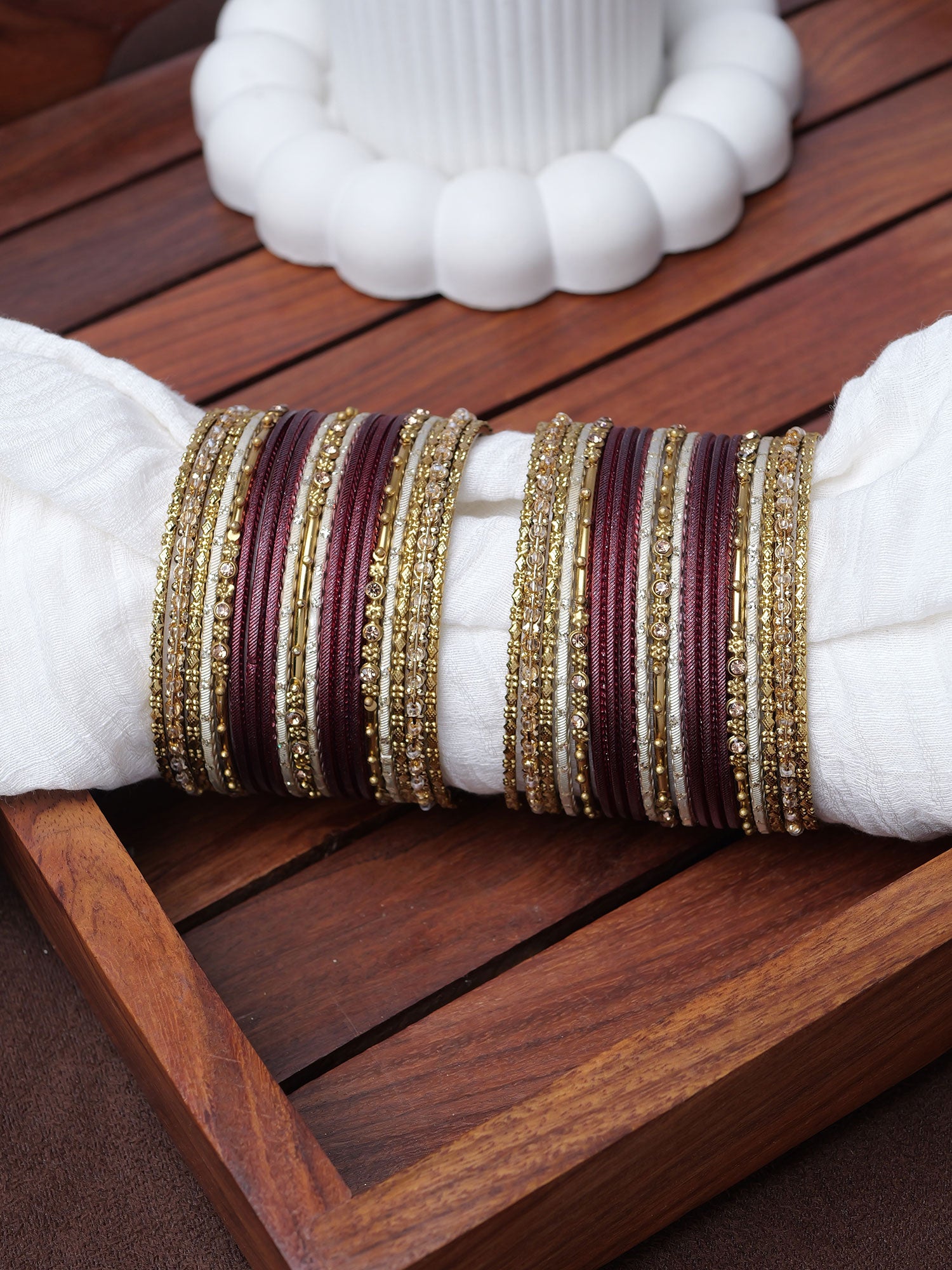 Zarina Antique Bangle Set in Maroon