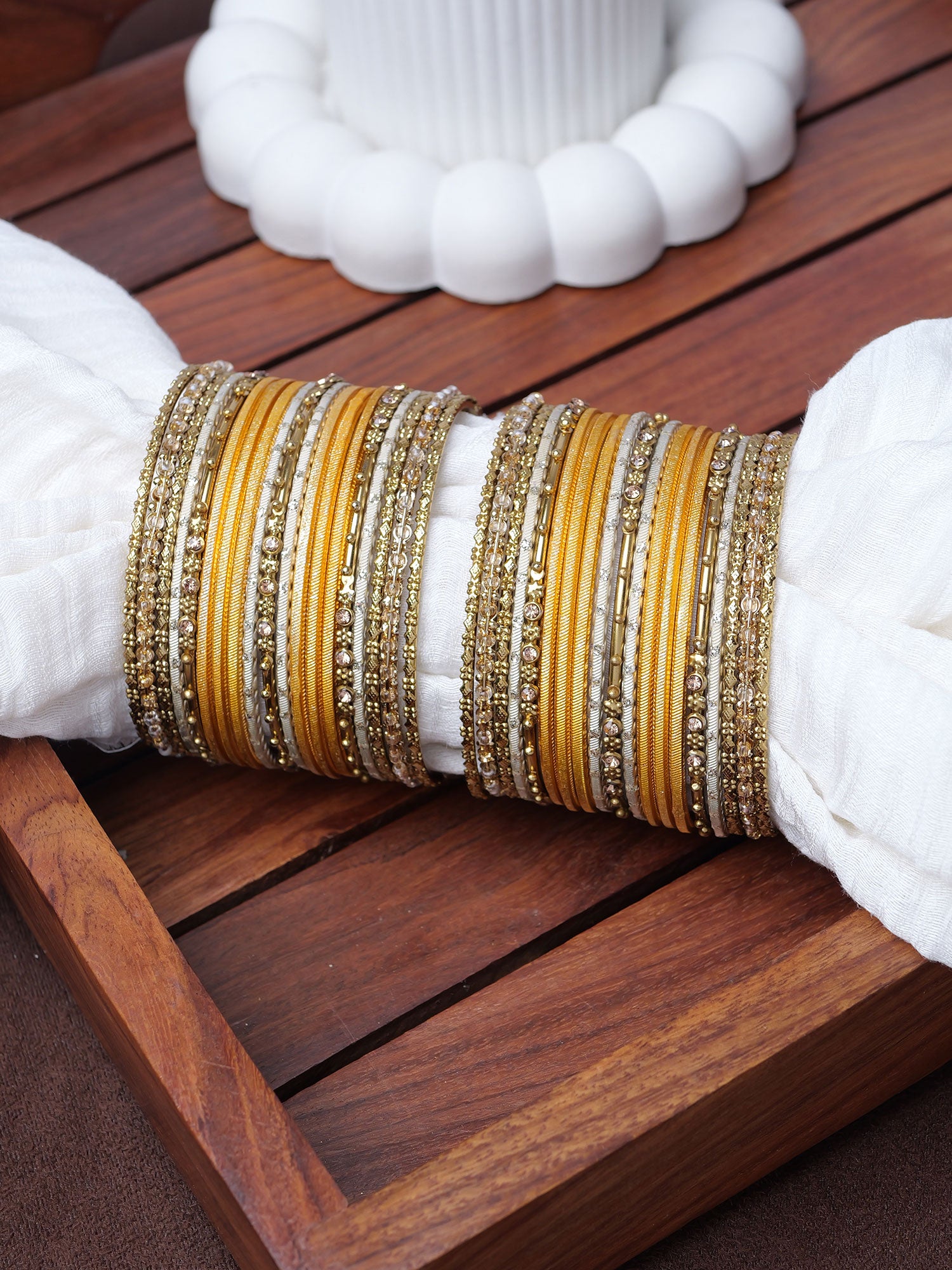 Zarina Antique Bangle Set in Mustard Yellow