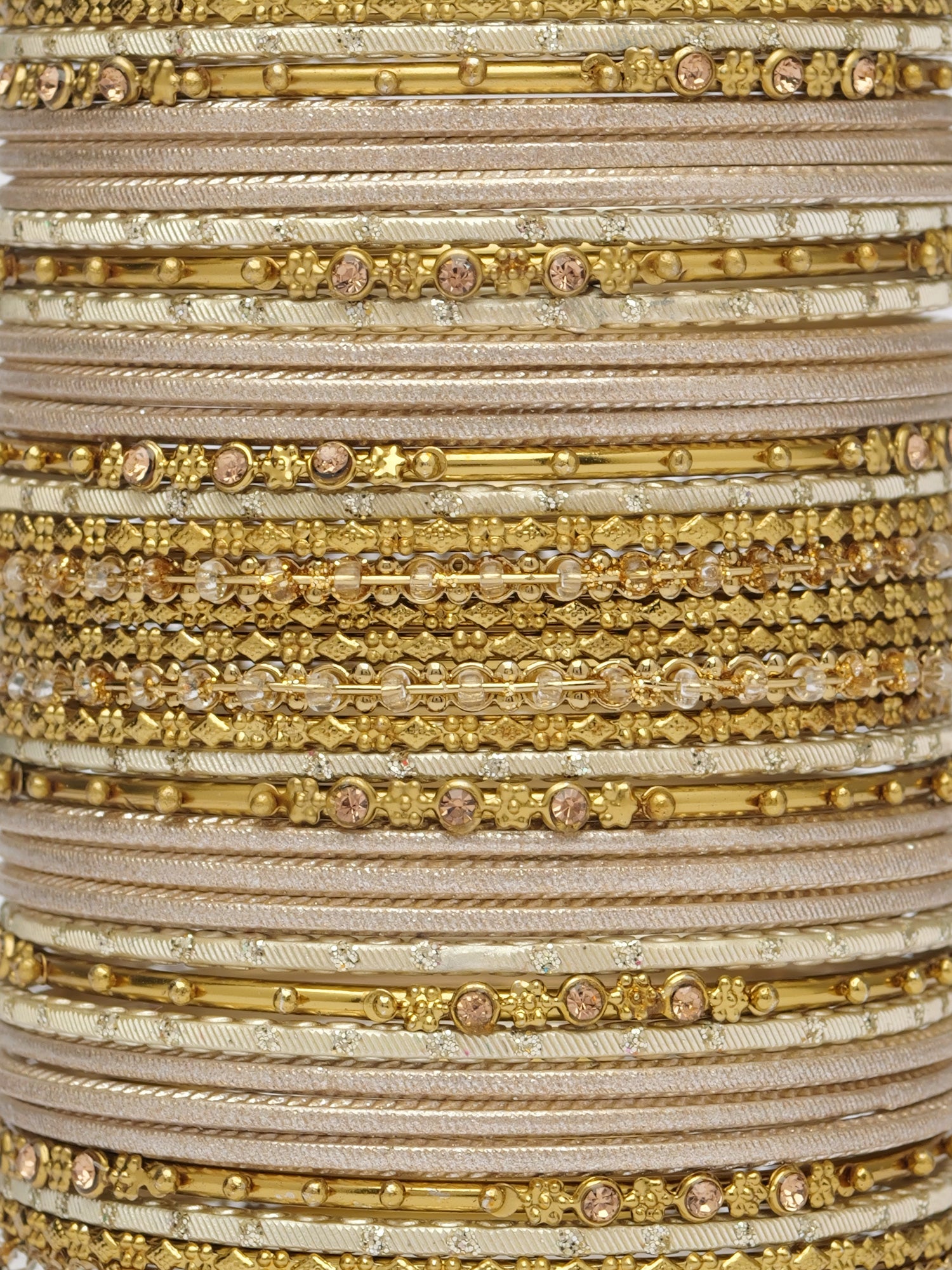 Zarina Antique Bangle Set in Beige