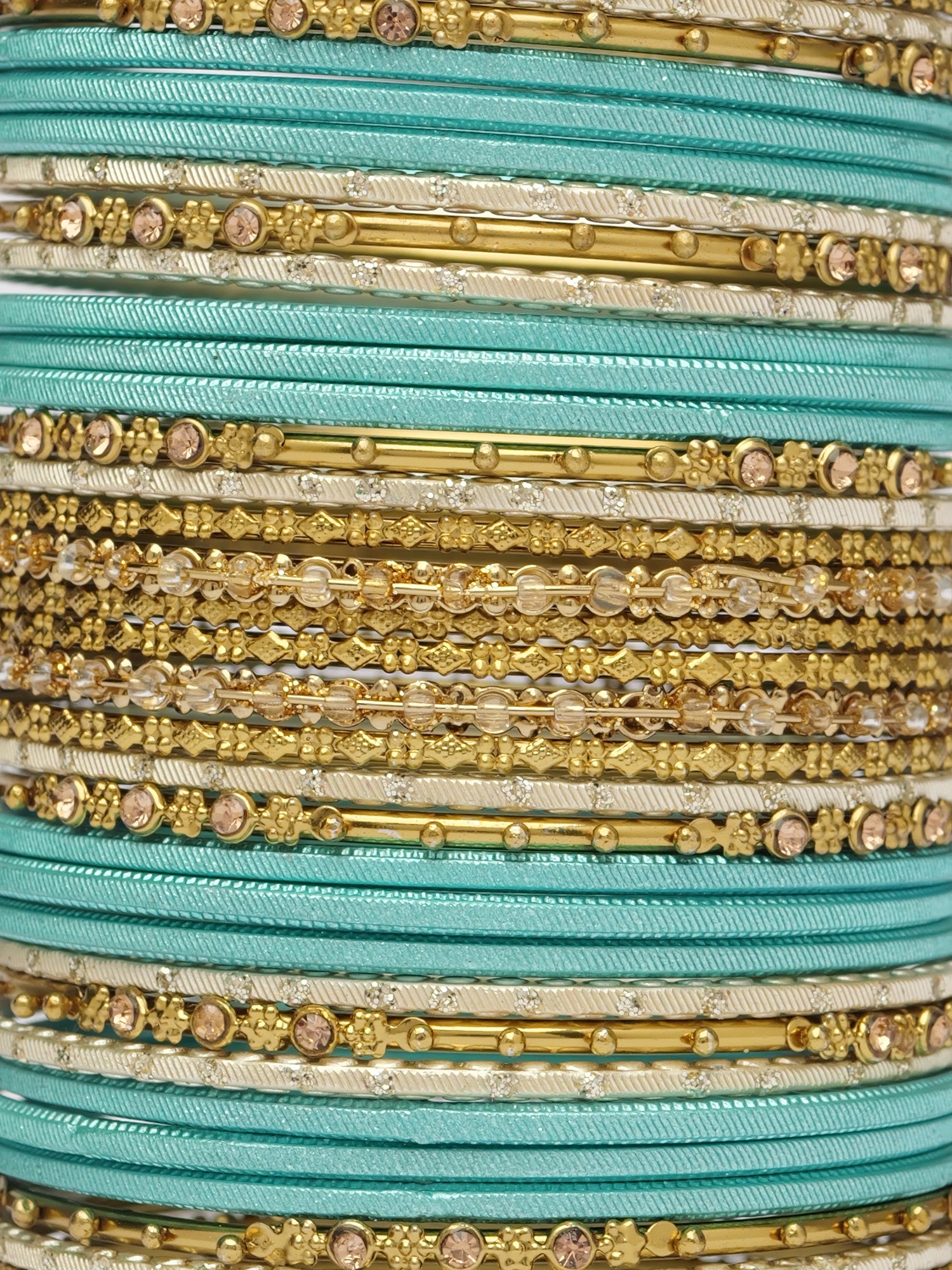 Zarina Antique Bangle Set in Deep Sea Green